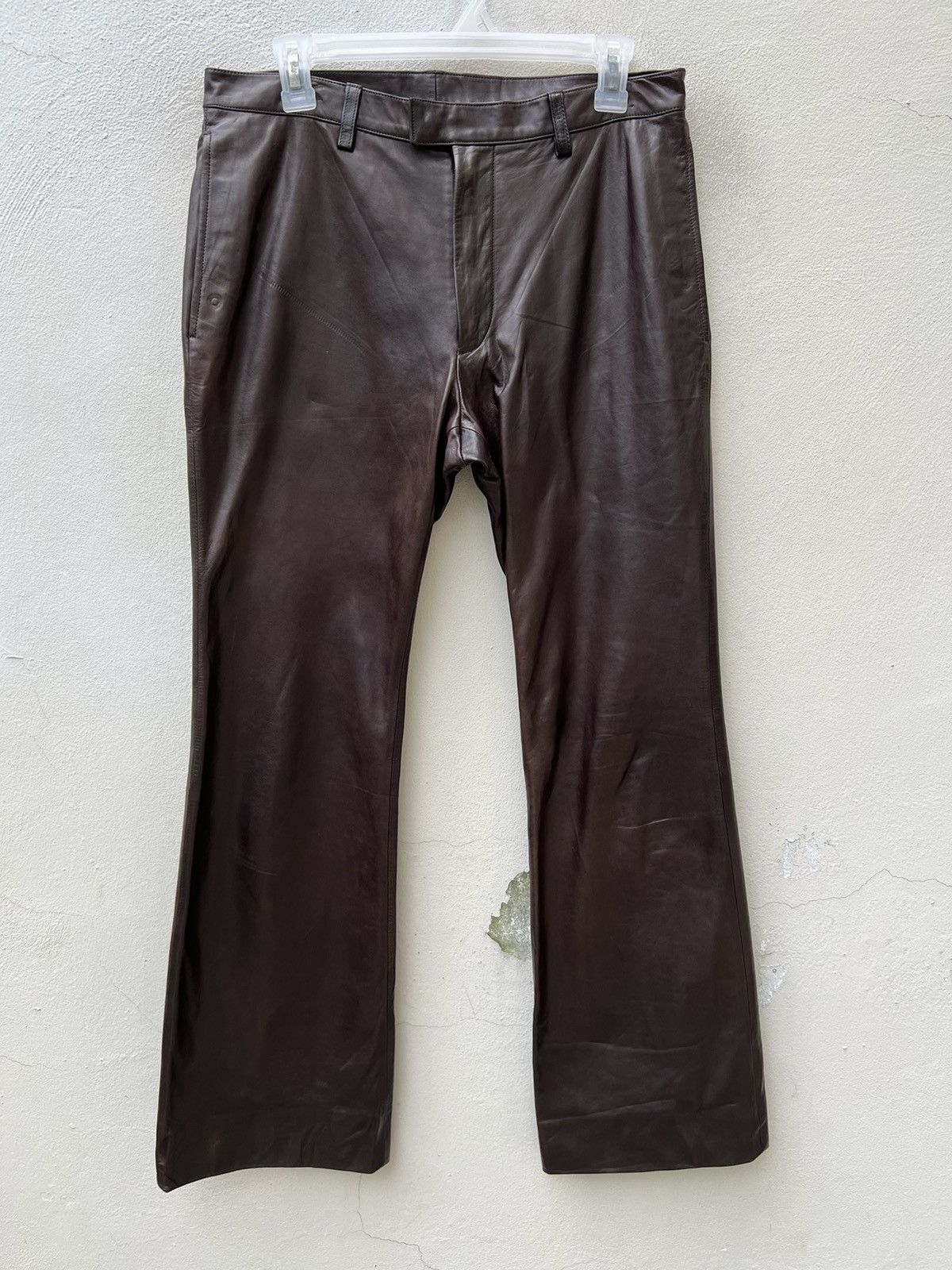 Izreel  Kazuhiro Takakura × Japanese Brand × Leather BIGLIDUE Kazuhiro Takakura Patina Horse Leather Flare Pant Size US 31 - 6 Thumbnail