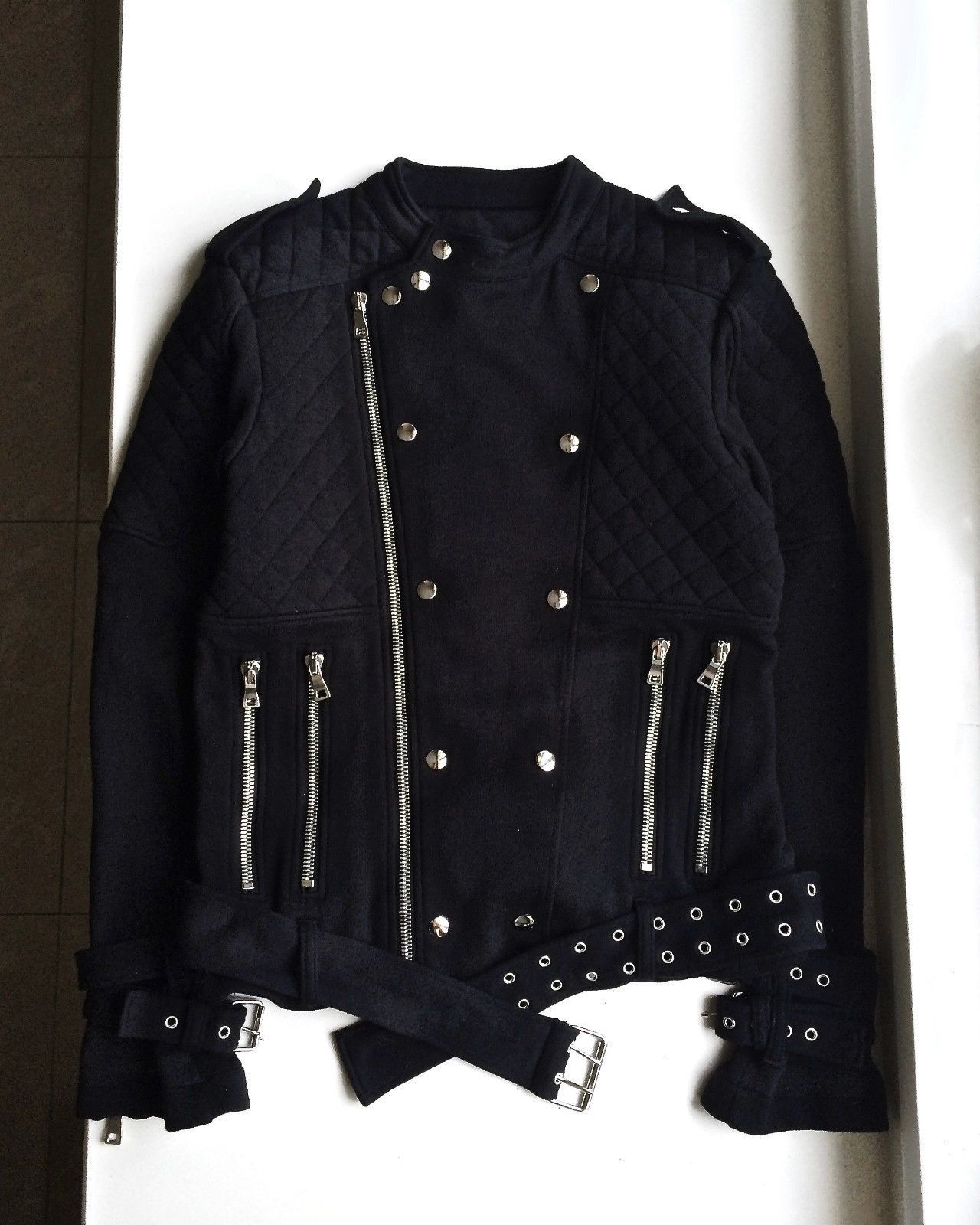 Balmain Quilted Biker Cotton Jacket Size US M / EU 48-50 / 2 - 1 Thumbnail