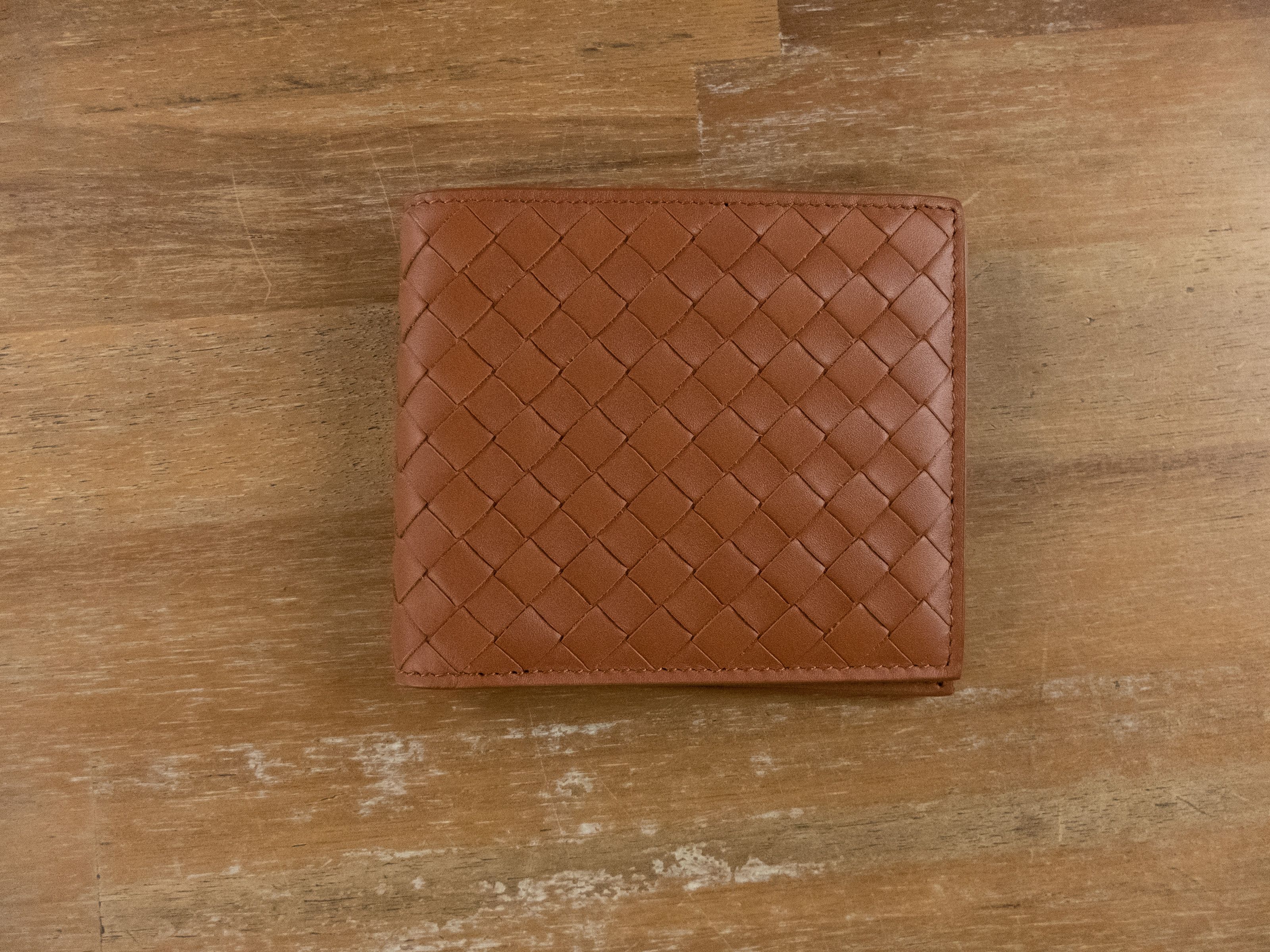 Bottega Veneta BOTTEGA VENETA tobacco brown bifold leather woven wallet ...