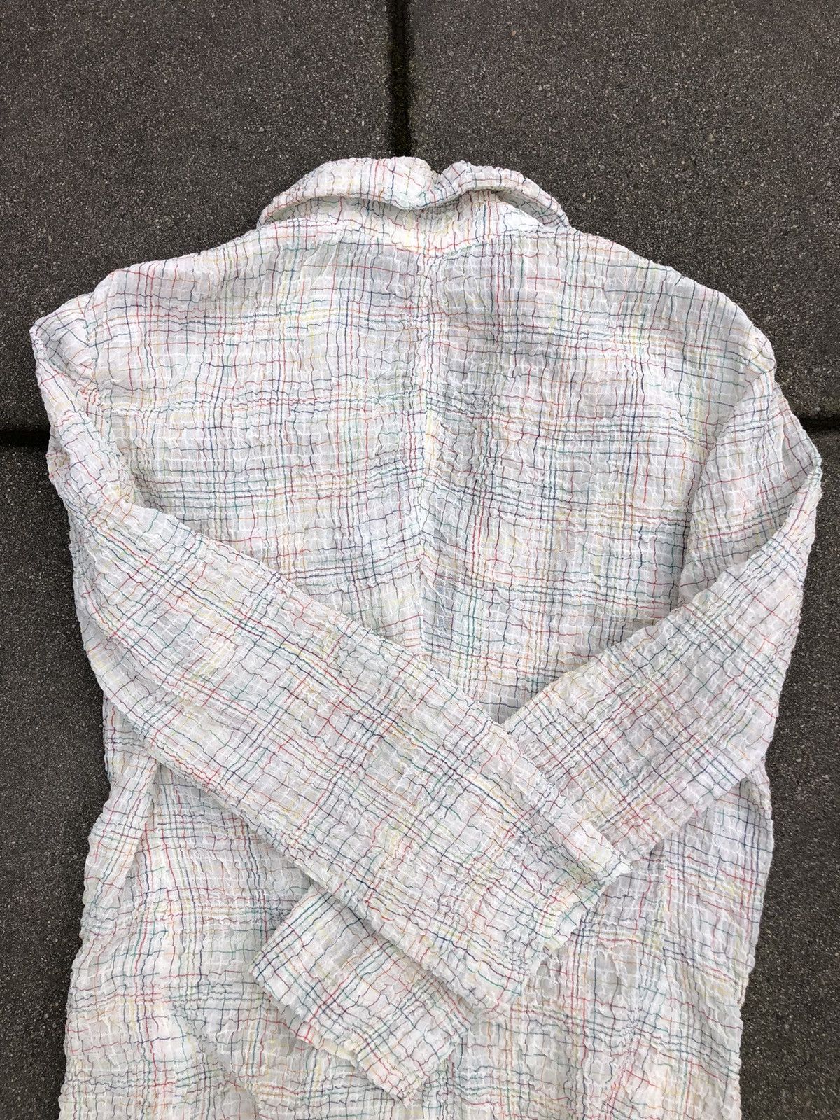 Issey Miyake 🐣 Issey Miyake aw95 runway mainline crinkle plaid blazer Size US M / EU 48-50 / 2 - 9 Thumbnail