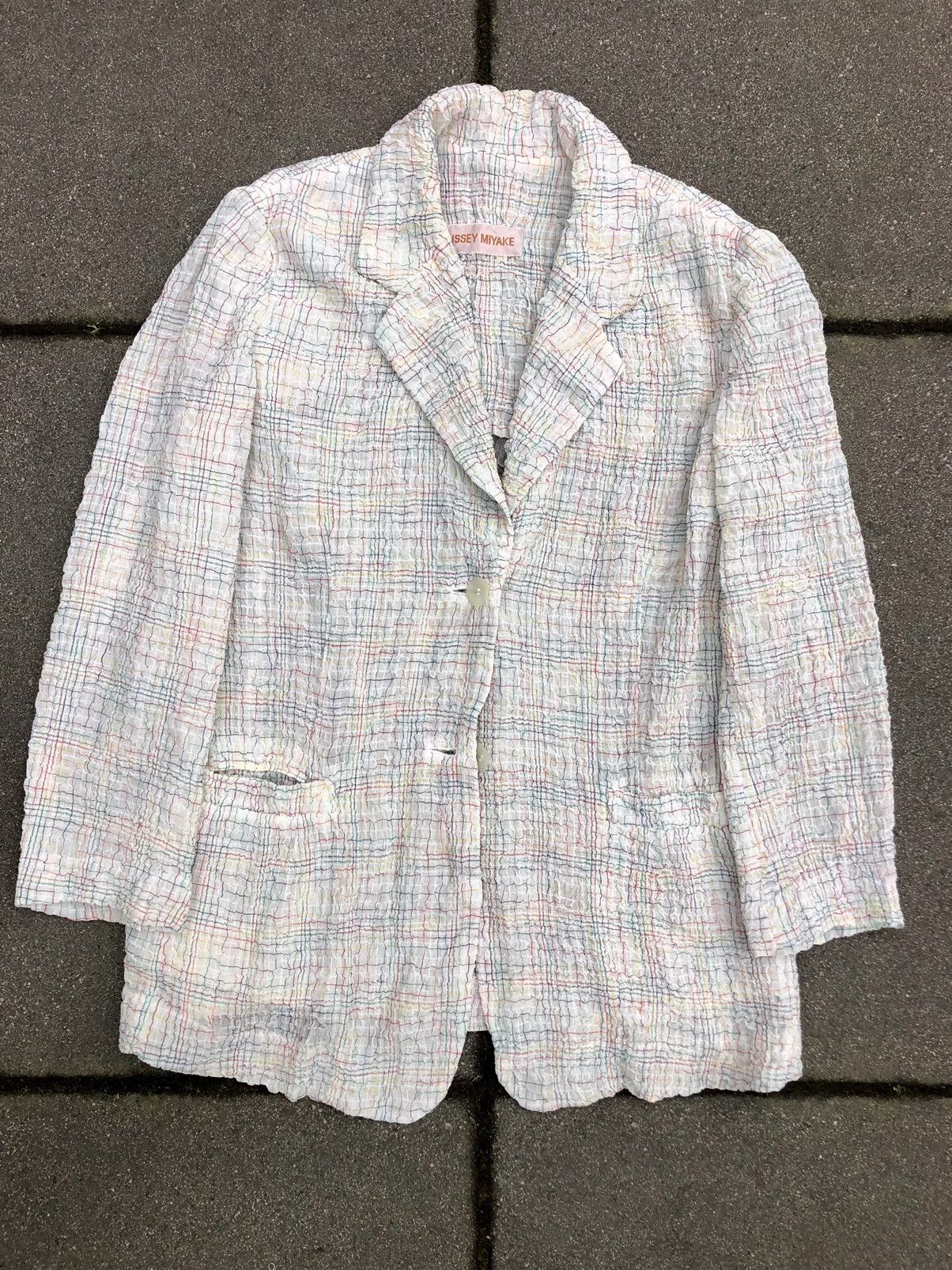 Issey Miyake 🐣 Issey Miyake aw95 runway mainline crinkle plaid blazer Size US M / EU 48-50 / 2 - 1 Thumbnail