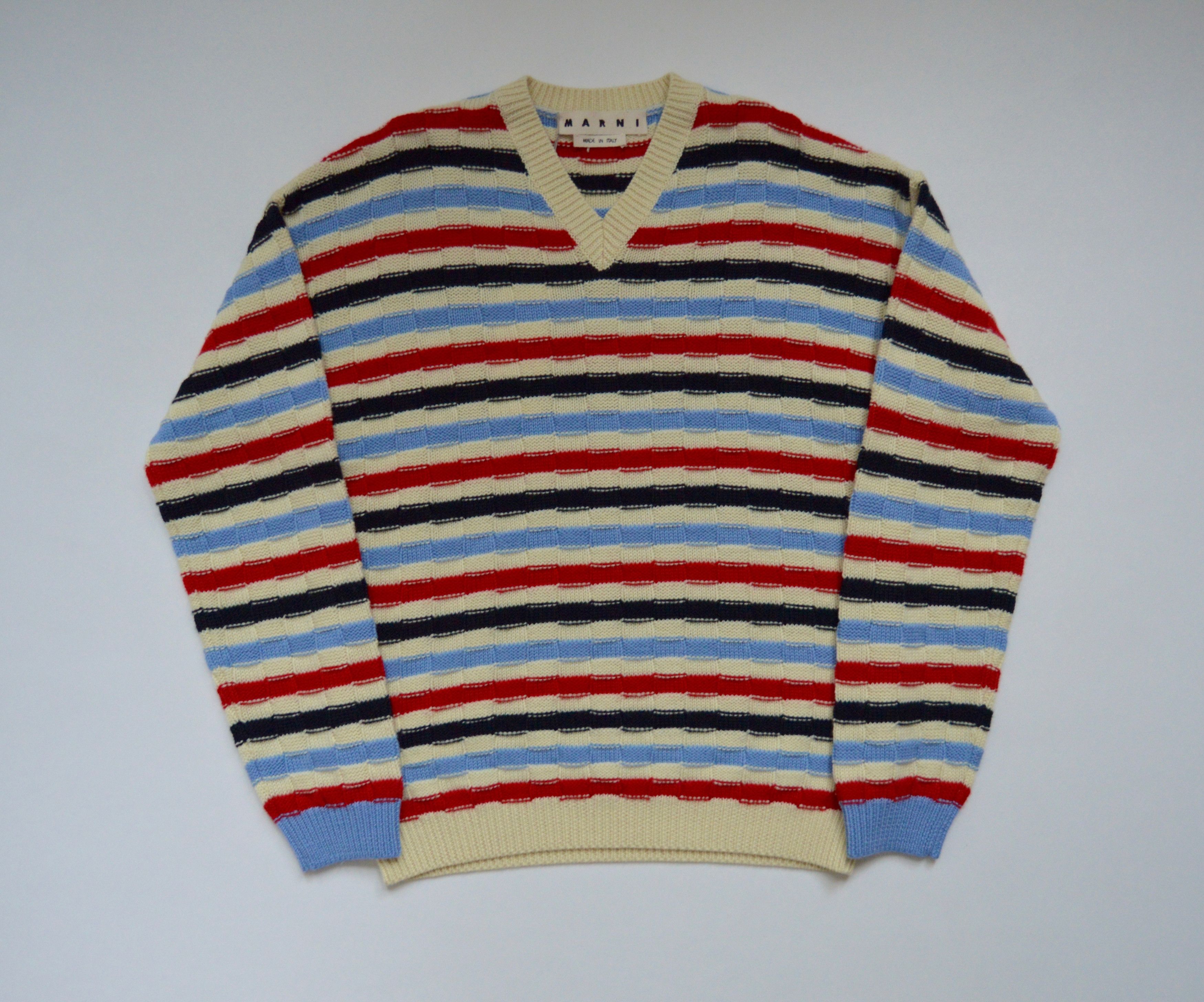 image of Marni A/w 20 Striped Checkerboard Sweater, Men's (Size Small)