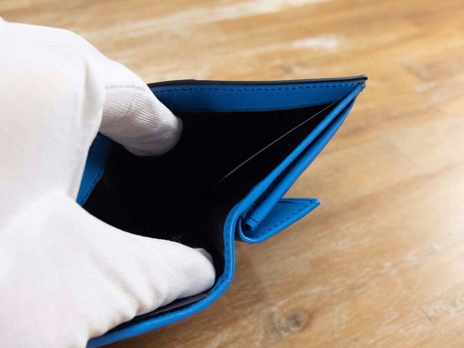 Prada PRADA blue black City Calf compact bifold leather wallet Size ONE SIZE - 6 Thumbnail