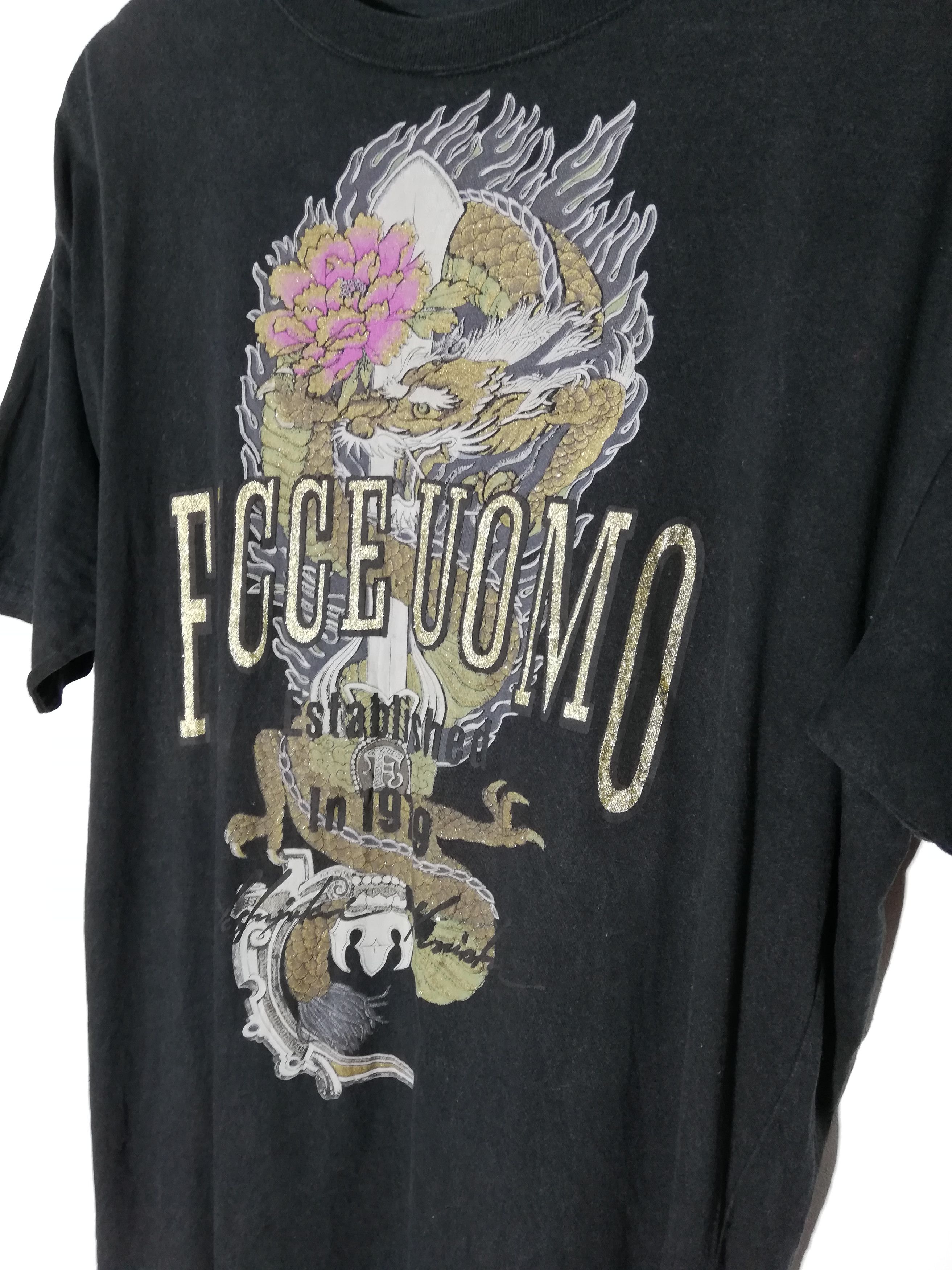 Japanese Brand × Vintage × Yoshiyuki Konishi Vintage Ficce Uomo Dragon Black Tee Size US L / EU 52-54 / 3 - 3 Thumbnail