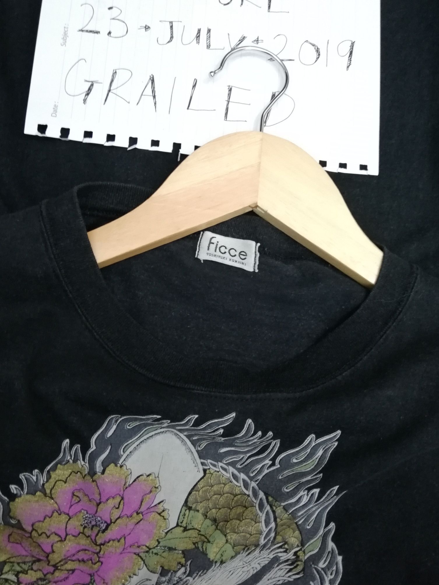 Japanese Brand × Vintage × Yoshiyuki Konishi Vintage Ficce Uomo Dragon Black Tee Size US L / EU 52-54 / 3 - 5 Thumbnail