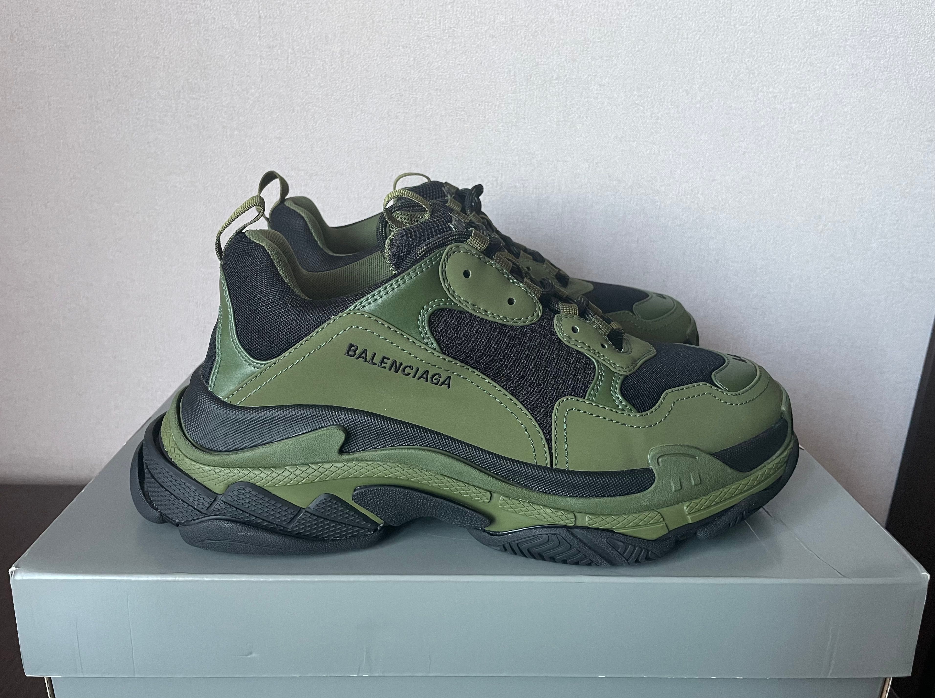 Pre-owned Balenciaga Triple S Khaki/green Sneakers