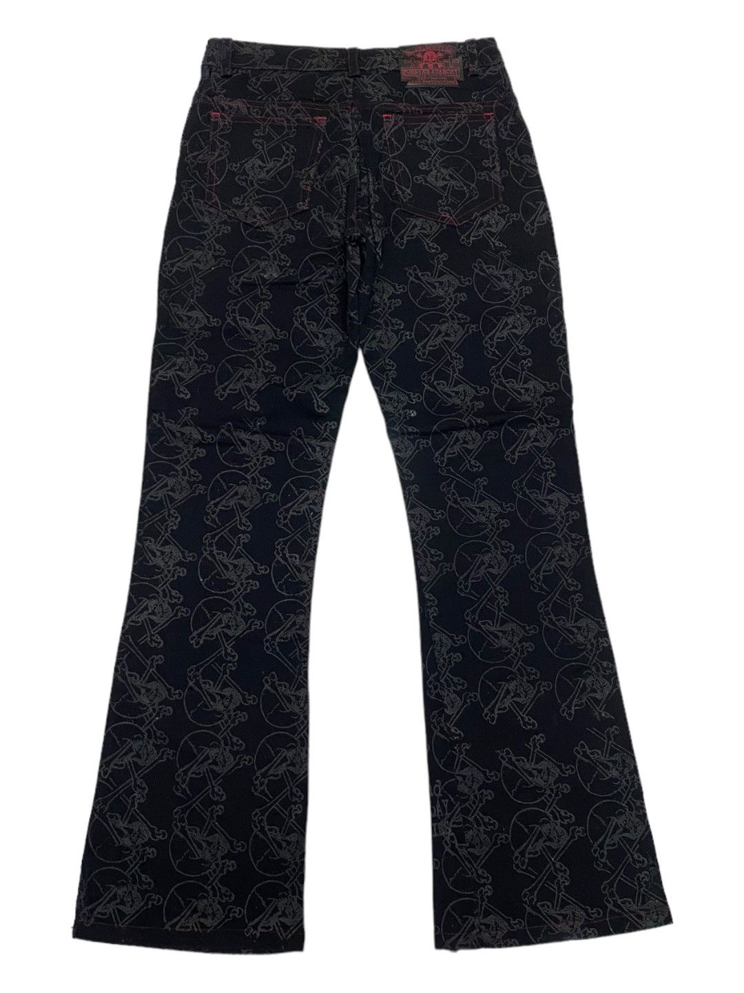 image of Junya Watanabe x Yohji Yamamoto H.anarchyism Forever Anarchy Flare Skull Embroidery Jeans in Black 