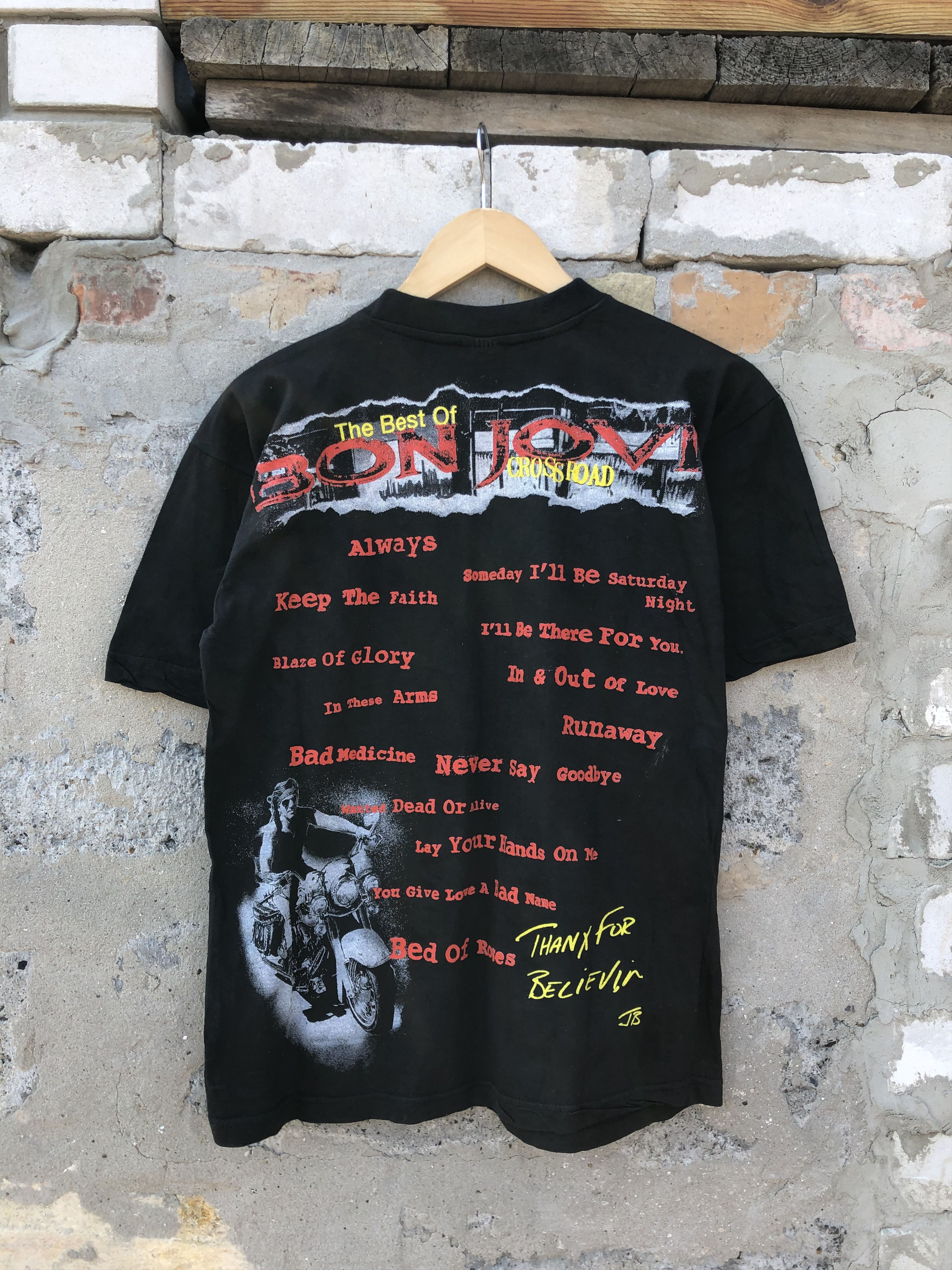 Band Tees Vintage 90s Bon Jovi (Van Halen Guns N' Roses David Bowie) Size US L / EU 52-54 / 3 - 2 Thumbnail