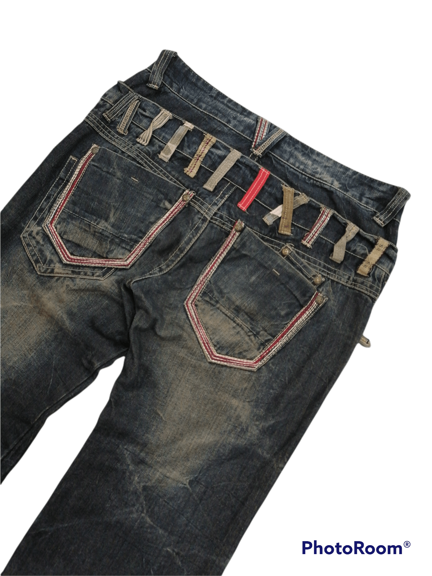 Japanese Brand Sorridere Double Waist Distressed Denim Pants Size US 33 - 2 Thumbnail