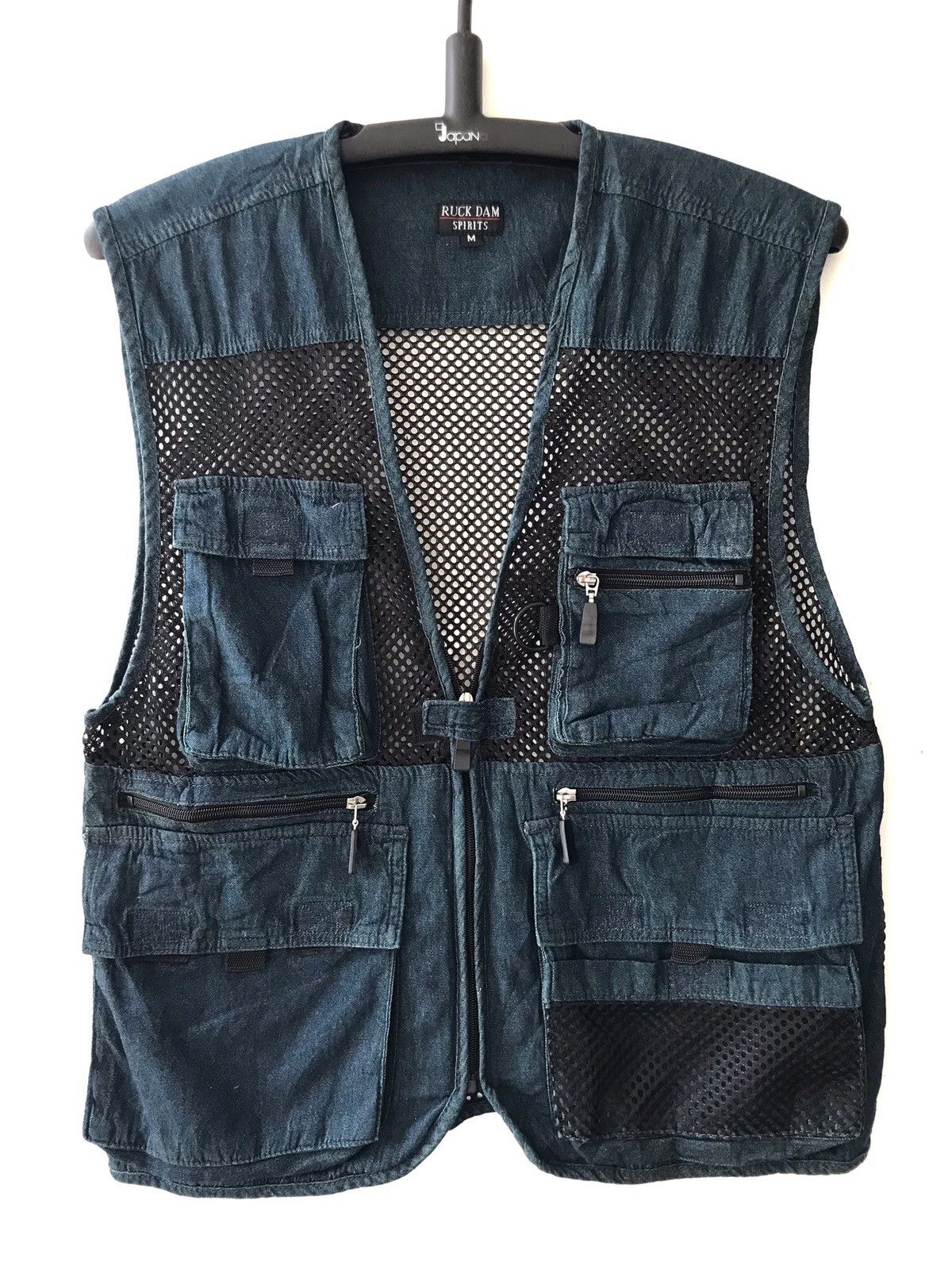 image of Vintage Ruck Dam Spirit Streetwear Tactical Denim Jacket in Blue, Men's (Size Medium)