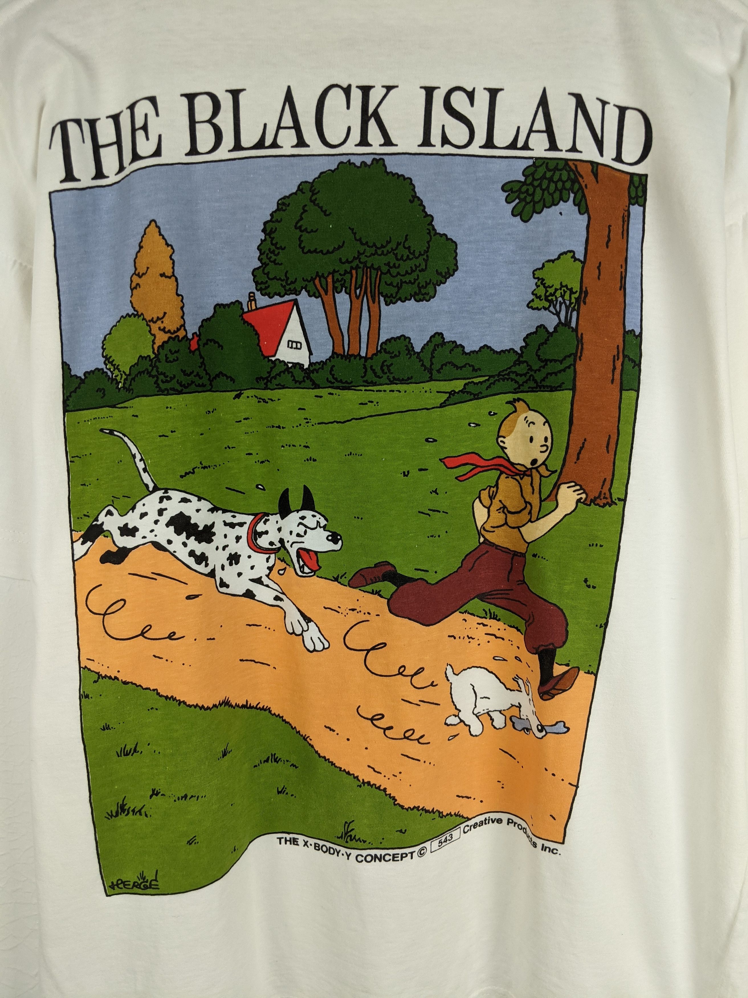 Vintage Vintage Tintin The Black Island shirt 90s Size US L / EU 52-54 / 3 - 3 Thumbnail