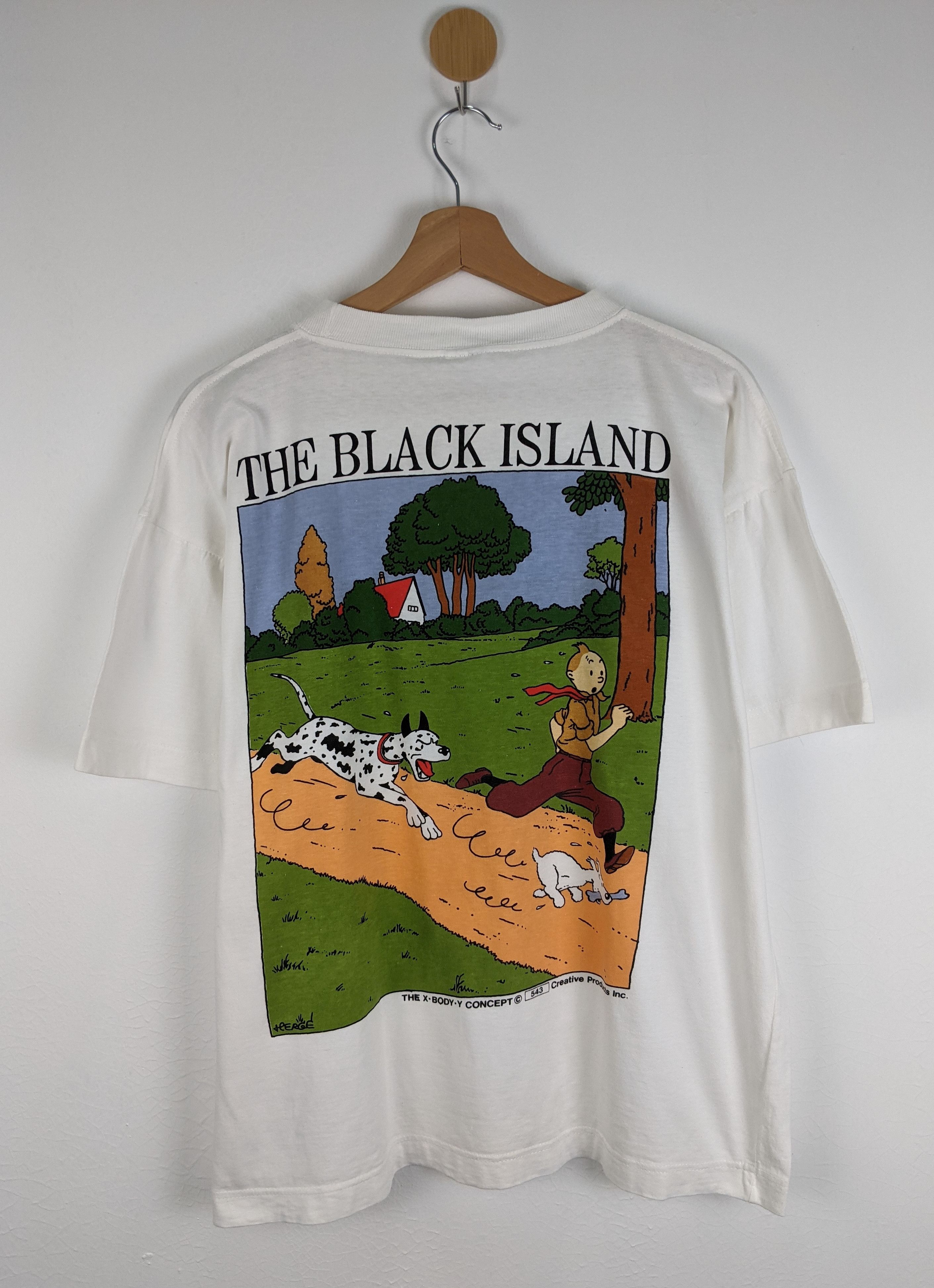 Vintage Vintage Tintin The Black Island shirt 90s Size US L / EU 52-54 / 3 - 1 Thumbnail
