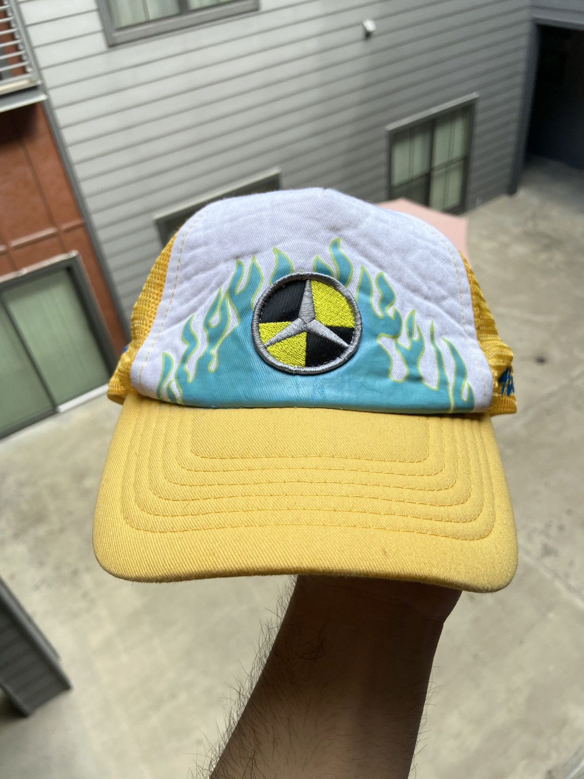 image of Asap Rocky x Awge Mercedes Benz Sxsw Awge Yellow Trucker Hat Yellow White, Men's