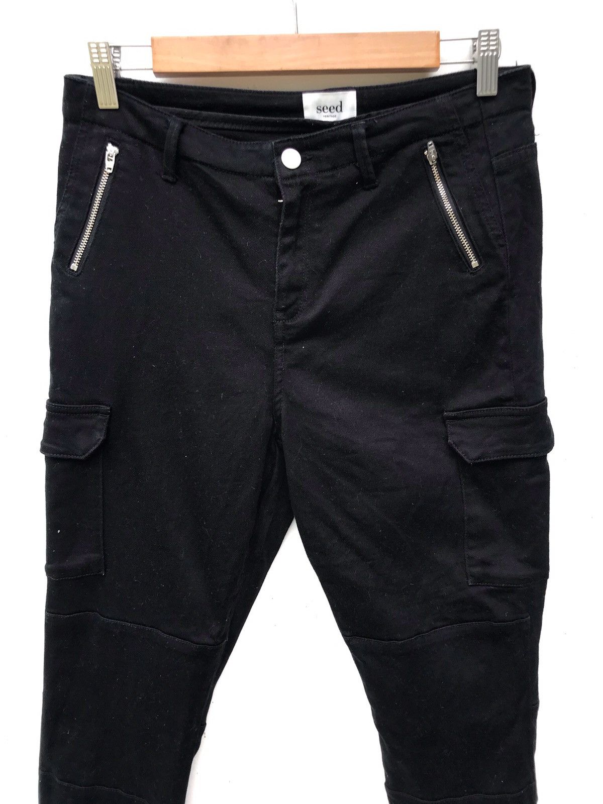 Designer Black Cargo Zipper Brand Seed Skinny Pants Size US 29 - 3 Thumbnail