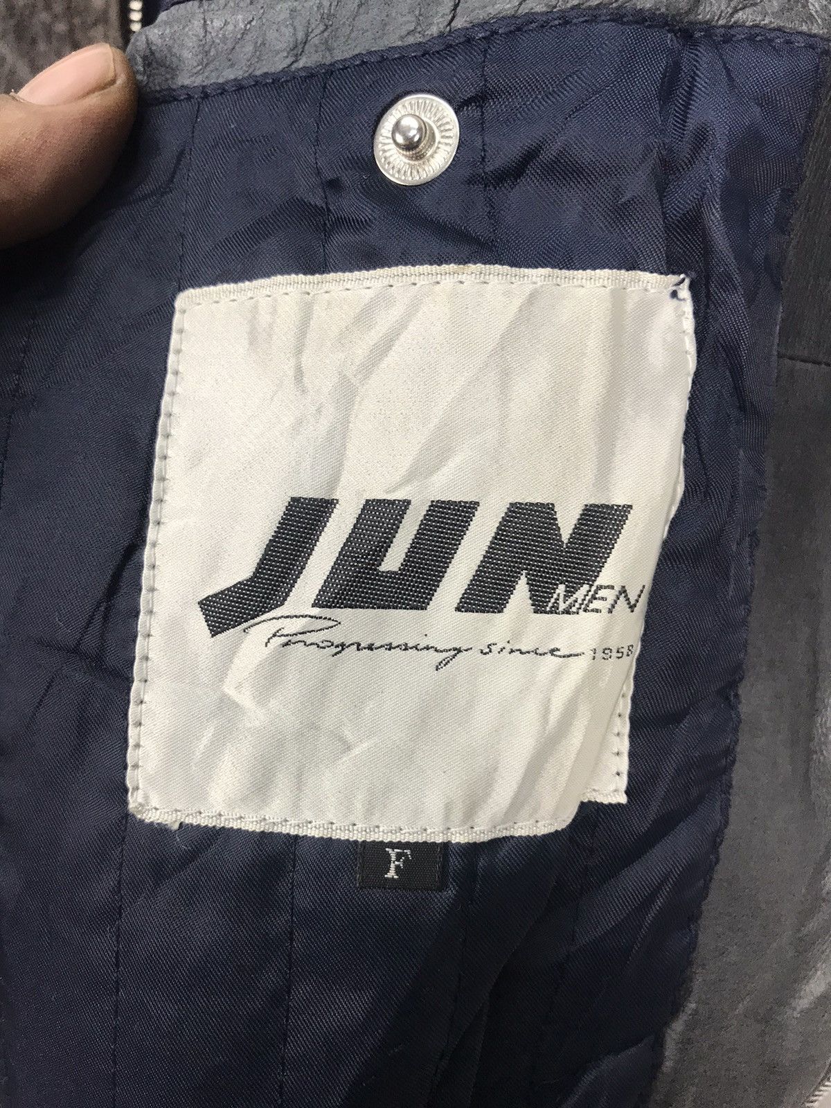 Japanese Brand × Vintage Vintage junmen zipper leather jacket back spellout Size US M / EU 48-50 / 2 - 3 Thumbnail