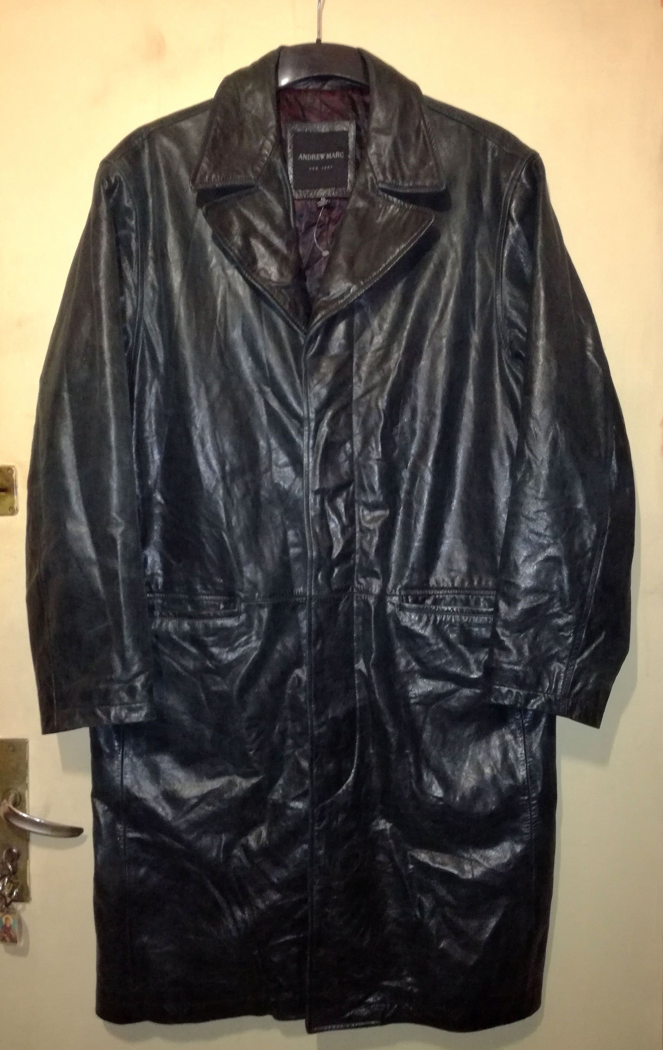 Andrew Marc Marc New York Vintage Dark Green Long Leather Coat Size US M / EU 48-50 / 2 - 4 Thumbnail