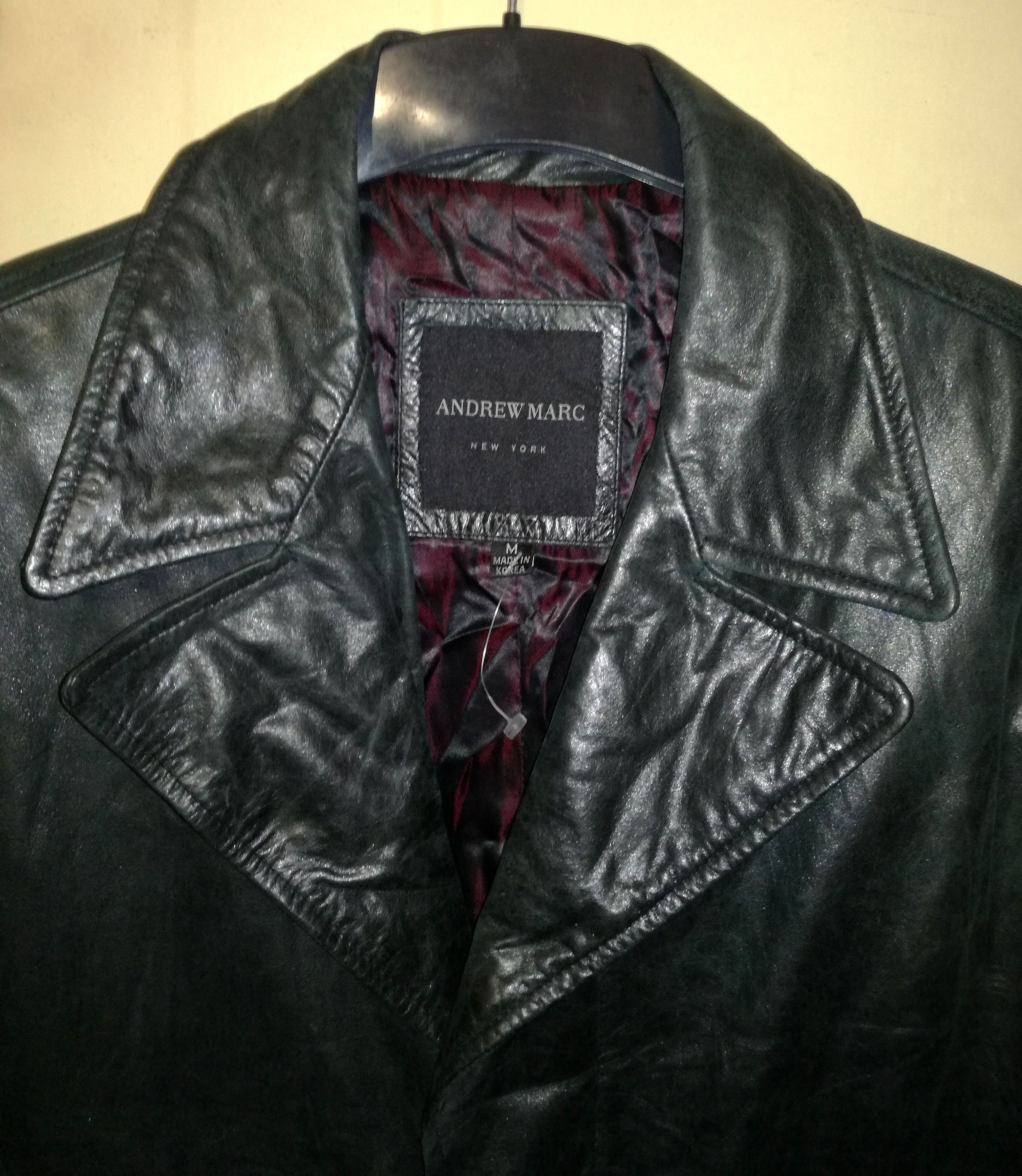 Andrew Marc Marc New York Vintage Dark Green Long Leather Coat Size US M / EU 48-50 / 2 - 5 Thumbnail
