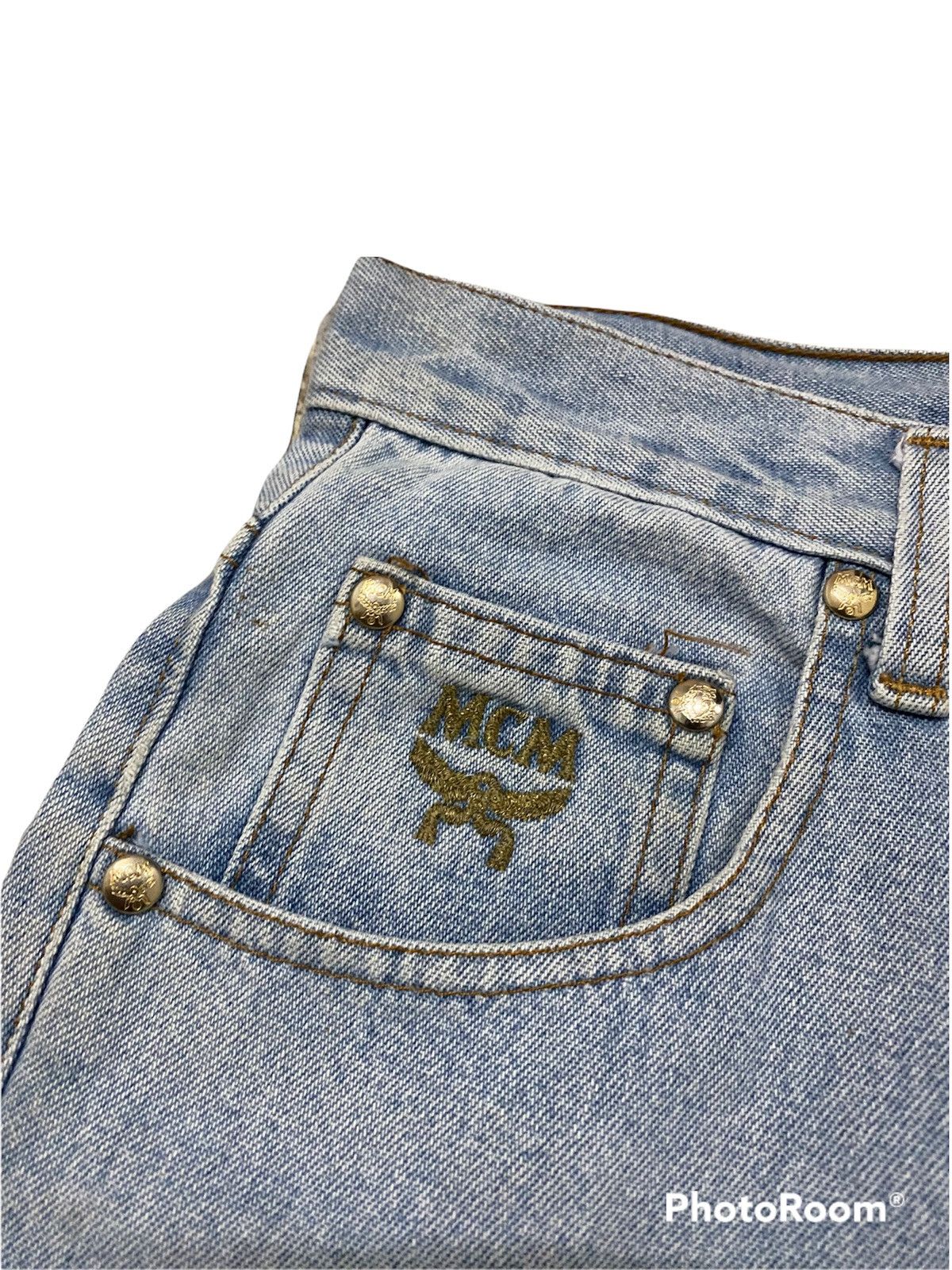 MCM × Vintage Vintage MCM Embroided logo Distress Denim Jeans Size US 27 - 5 Thumbnail