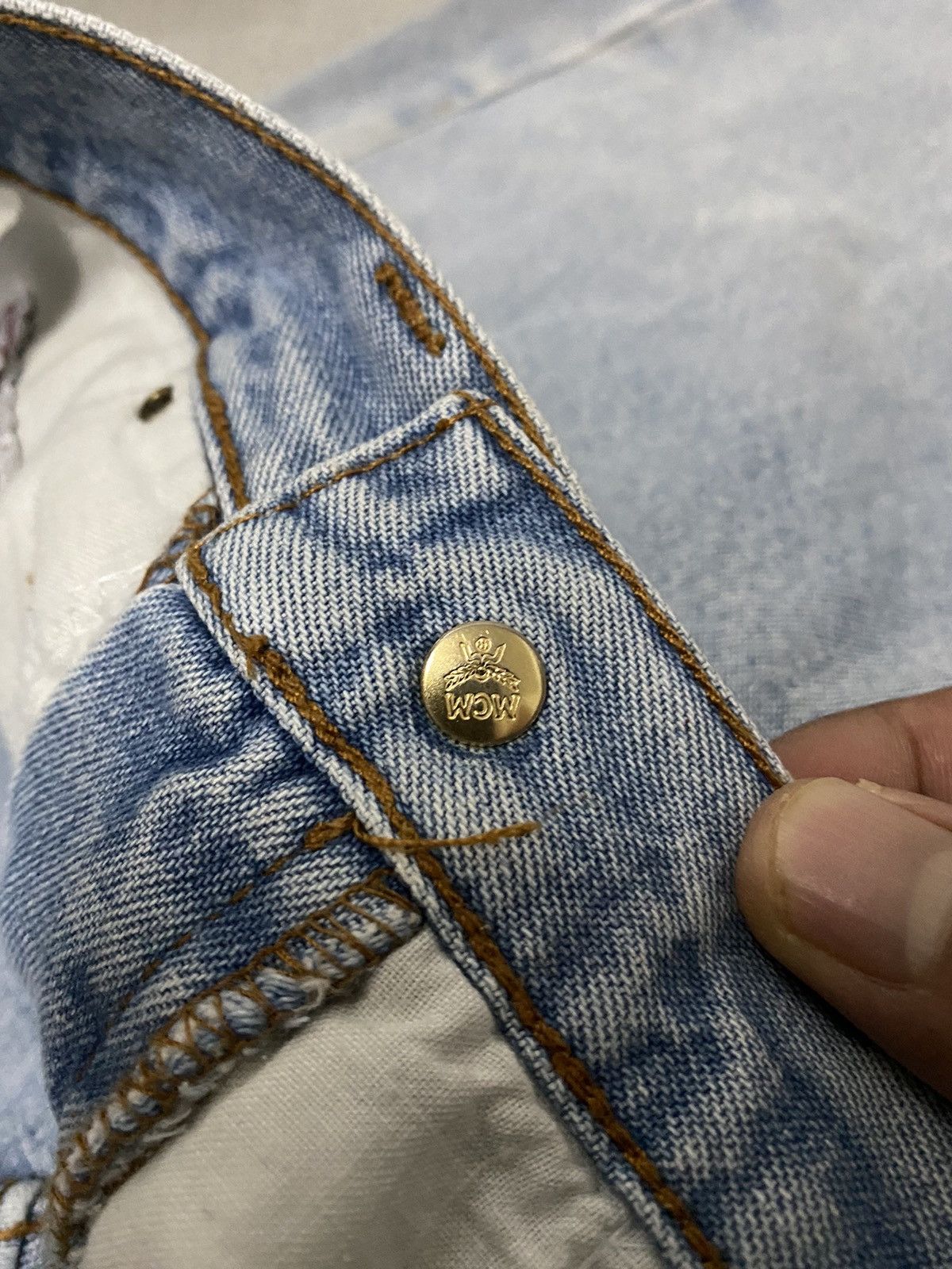 MCM × Vintage Vintage MCM Embroided logo Distress Denim Jeans Size US 27 - 11 Thumbnail