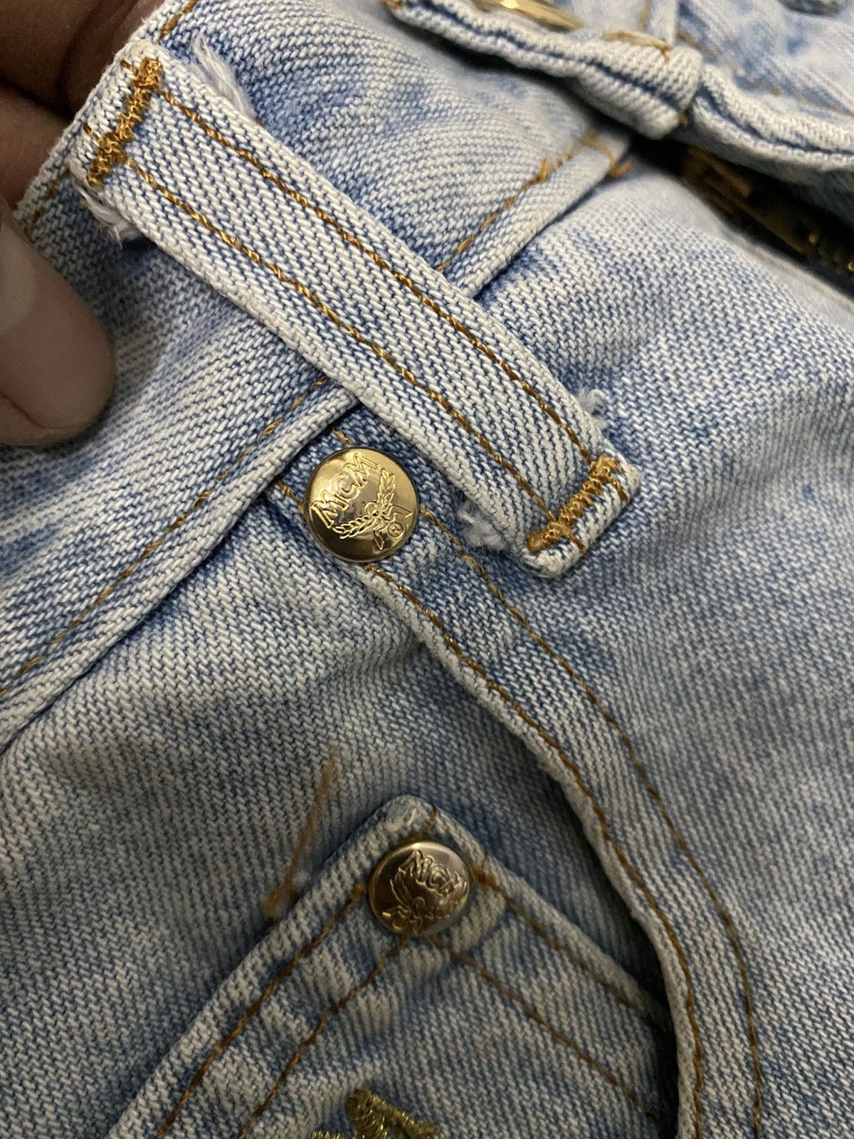 MCM × Vintage Vintage MCM Embroided logo Distress Denim Jeans Size US 27 - 10 Thumbnail