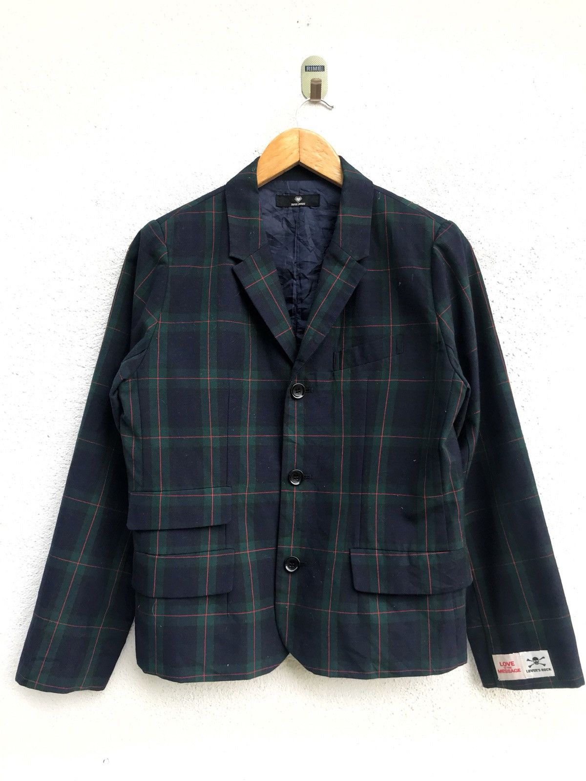 Superlover Love IS The Message Checked Plaid Green Jacket