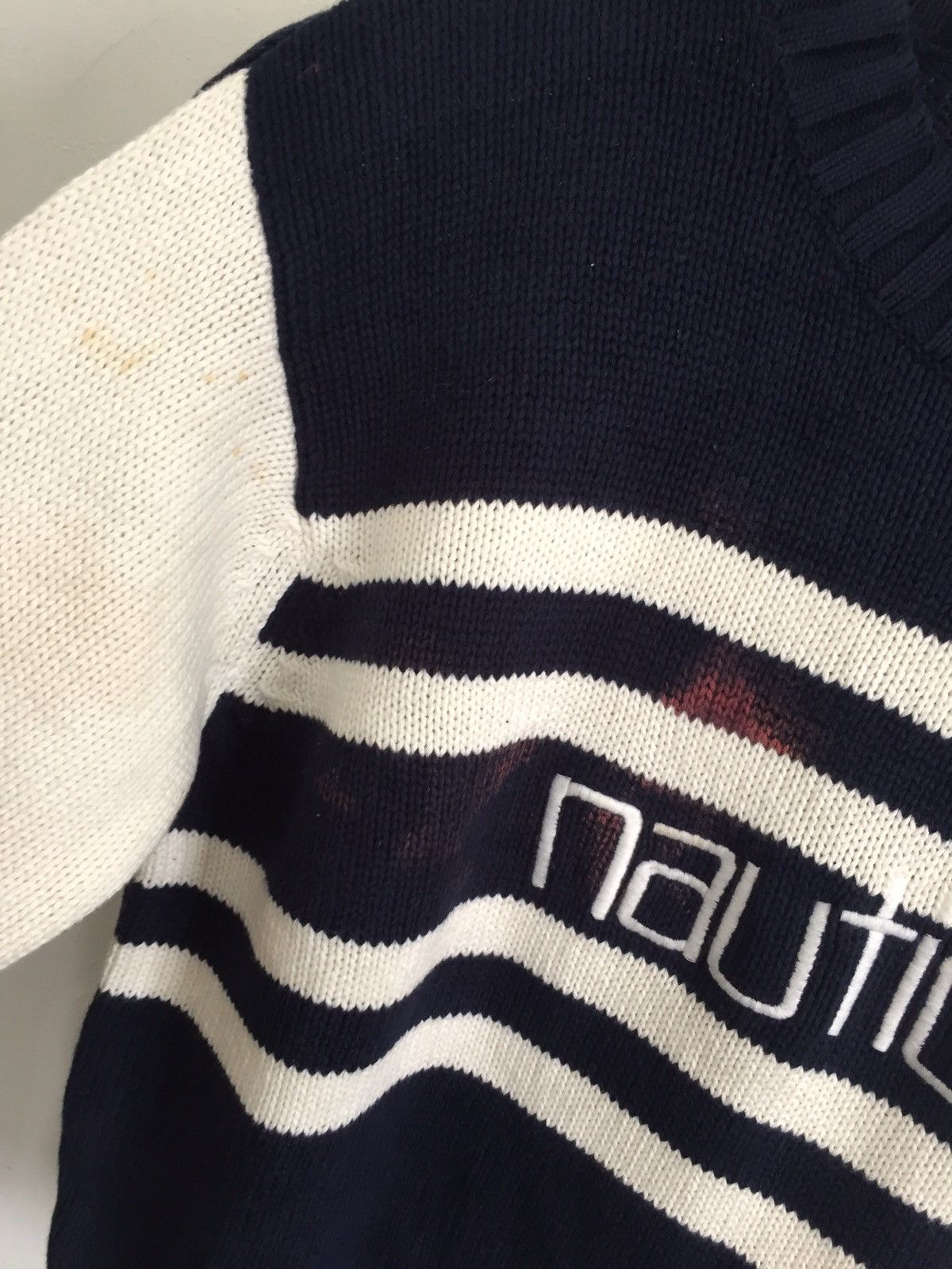 NAUTICA Big Spell Out Logo Stripes Knit Sweater Sweaters Knitwear