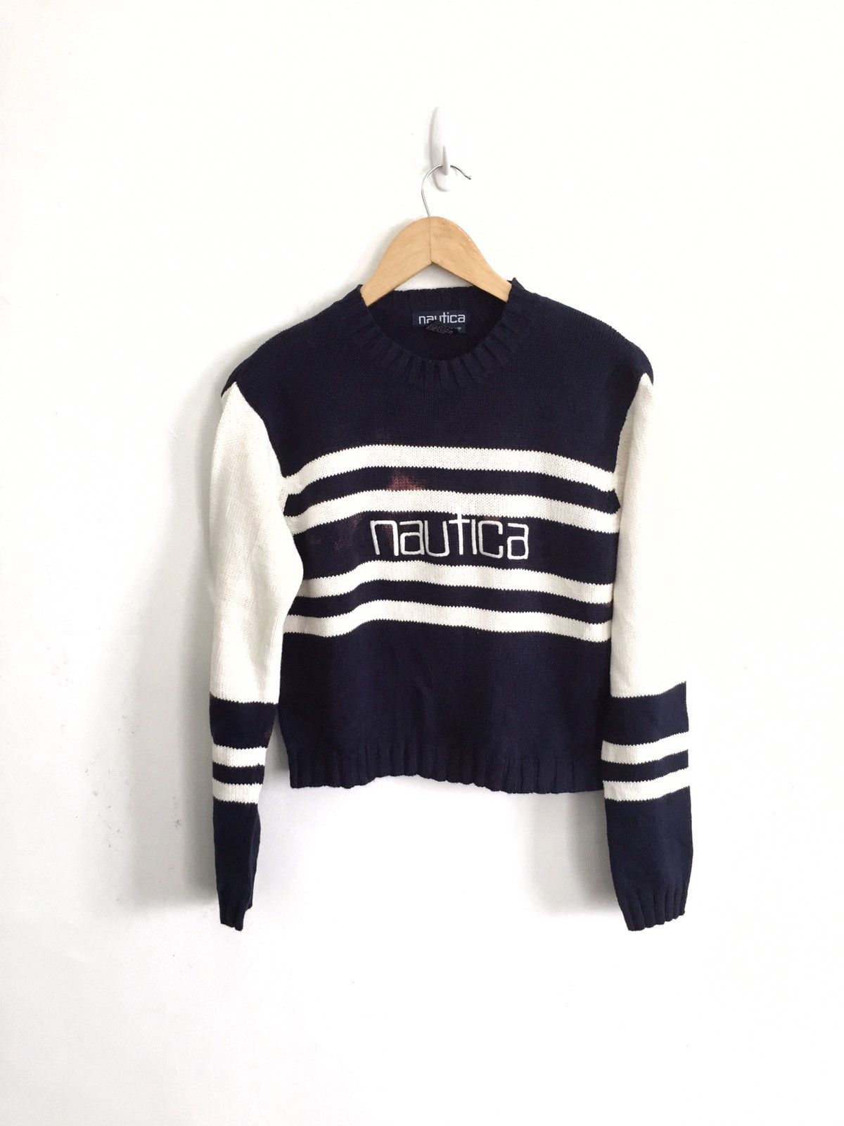 NAUTICA Big Spell Out Logo Stripes Knit Sweater Sweaters Knitwear