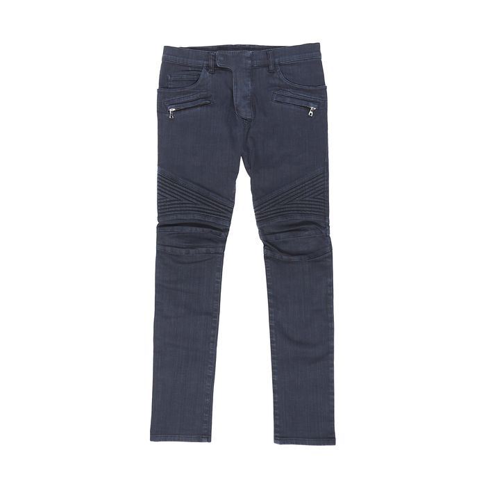 Balmain Men's Blue Slim-cut Faded Biker Jeans, Brand Size 32