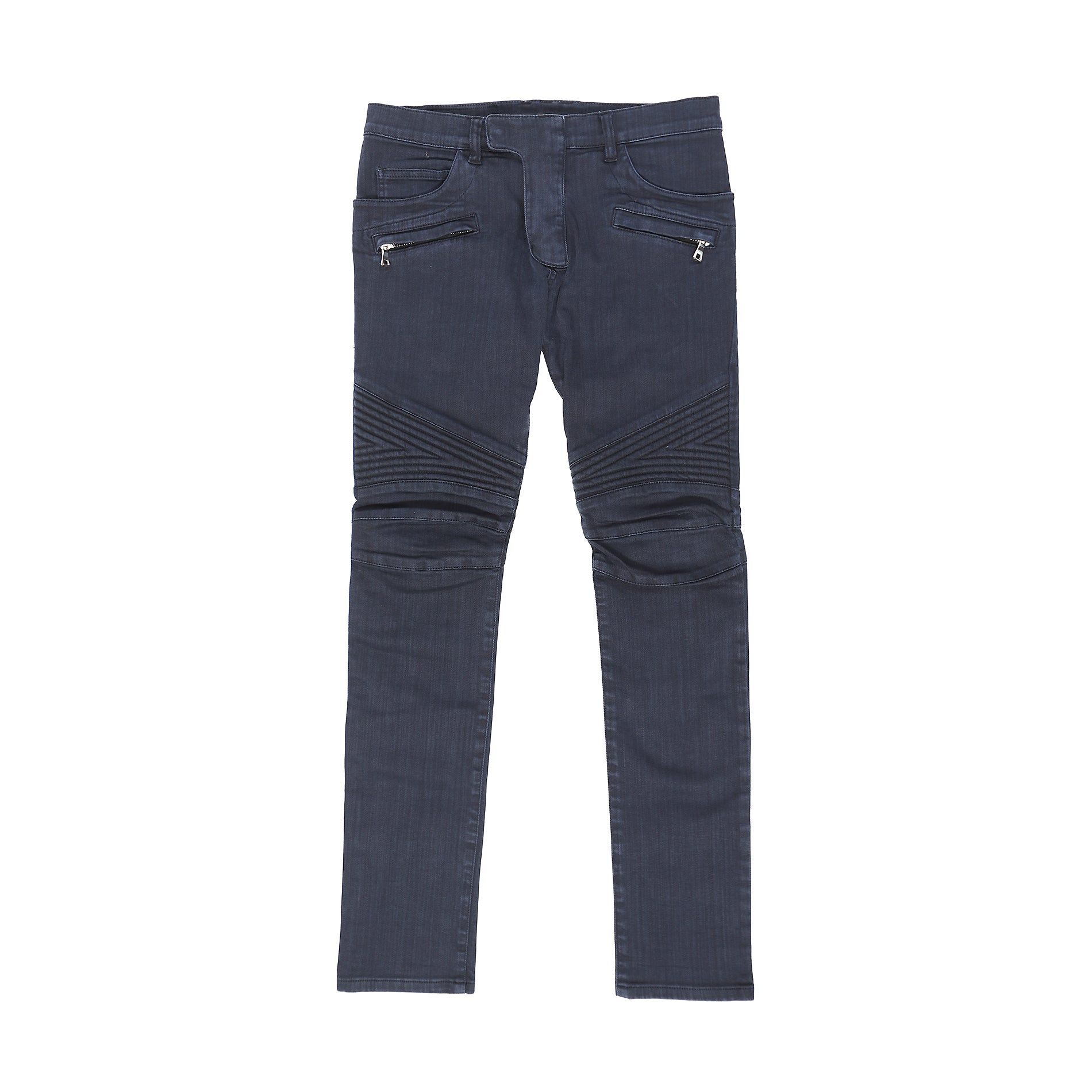 Pre-owned Balmain Navy Blue Biker Jeans