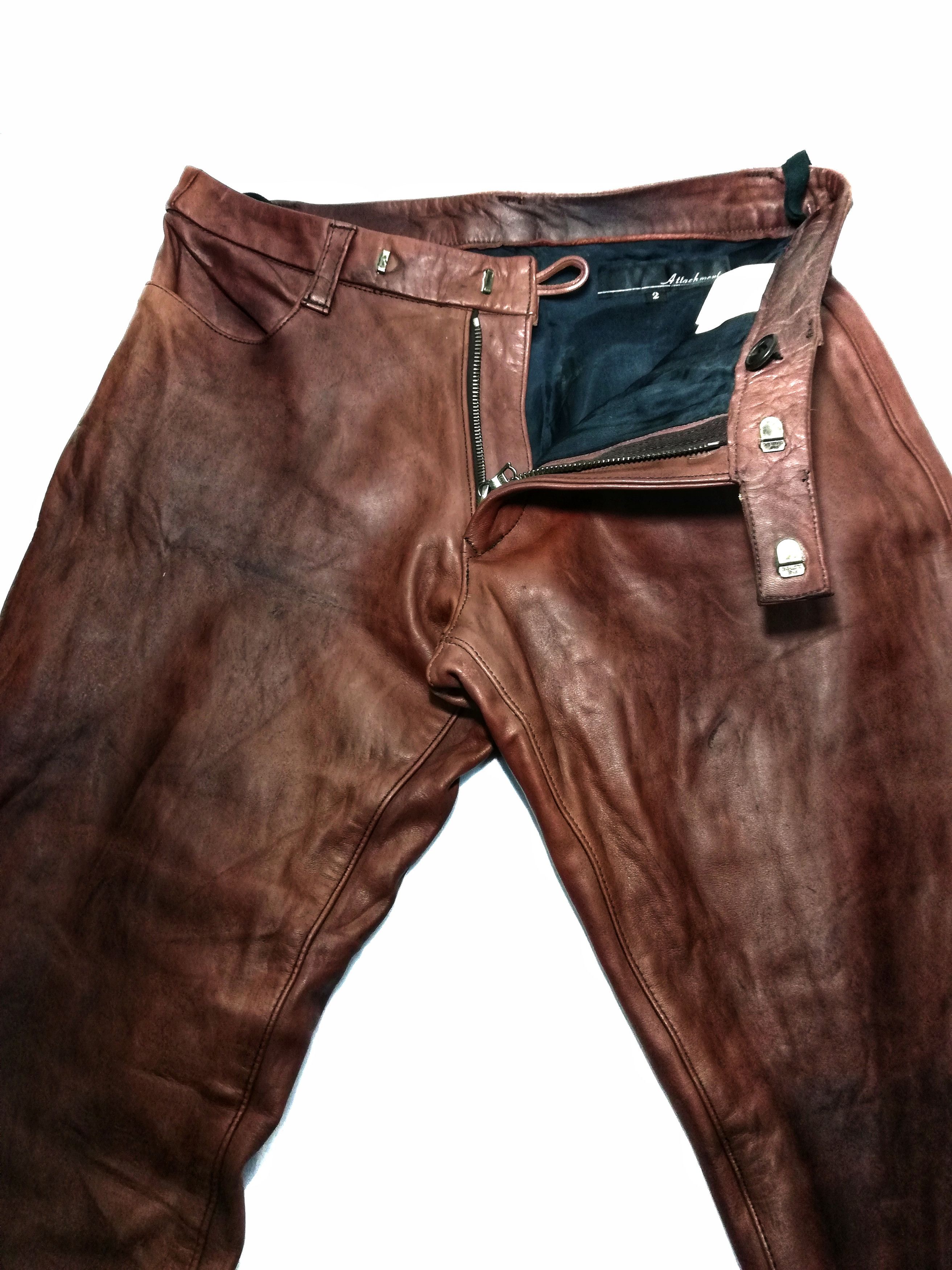 Attachment × Genuine Leather 🔥Attachment Brown Horse Leather Rocker Style Pants🔥 Size US 28 / EU 44 - 4 Thumbnail