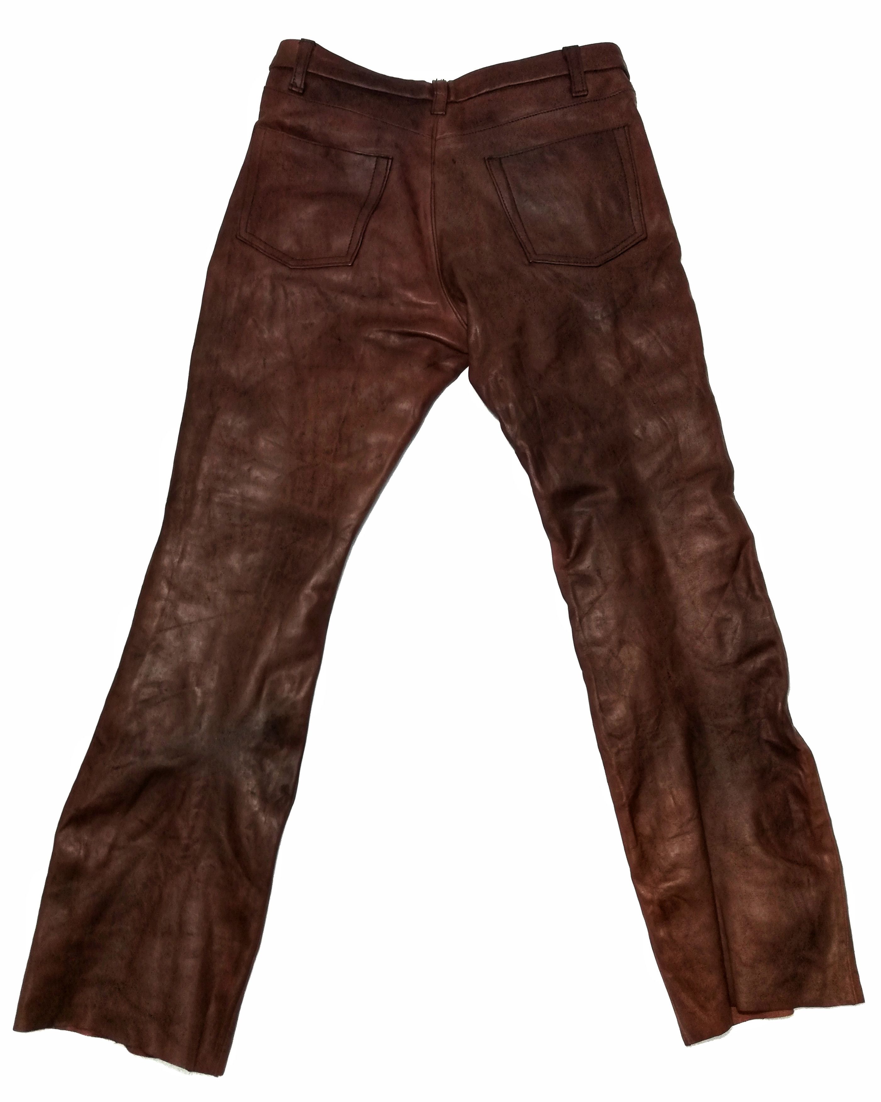 Attachment × Genuine Leather 🔥Attachment Brown Horse Leather Rocker Style Pants🔥 Size US 28 / EU 44 - 13 Thumbnail