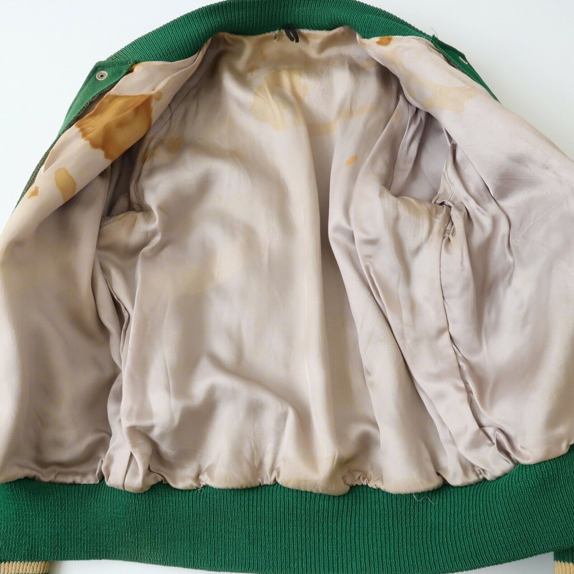Vintage 60s Faded Green Wool Leather Varsity Jacket Size US M / EU 48-50 / 2 - 5 Thumbnail