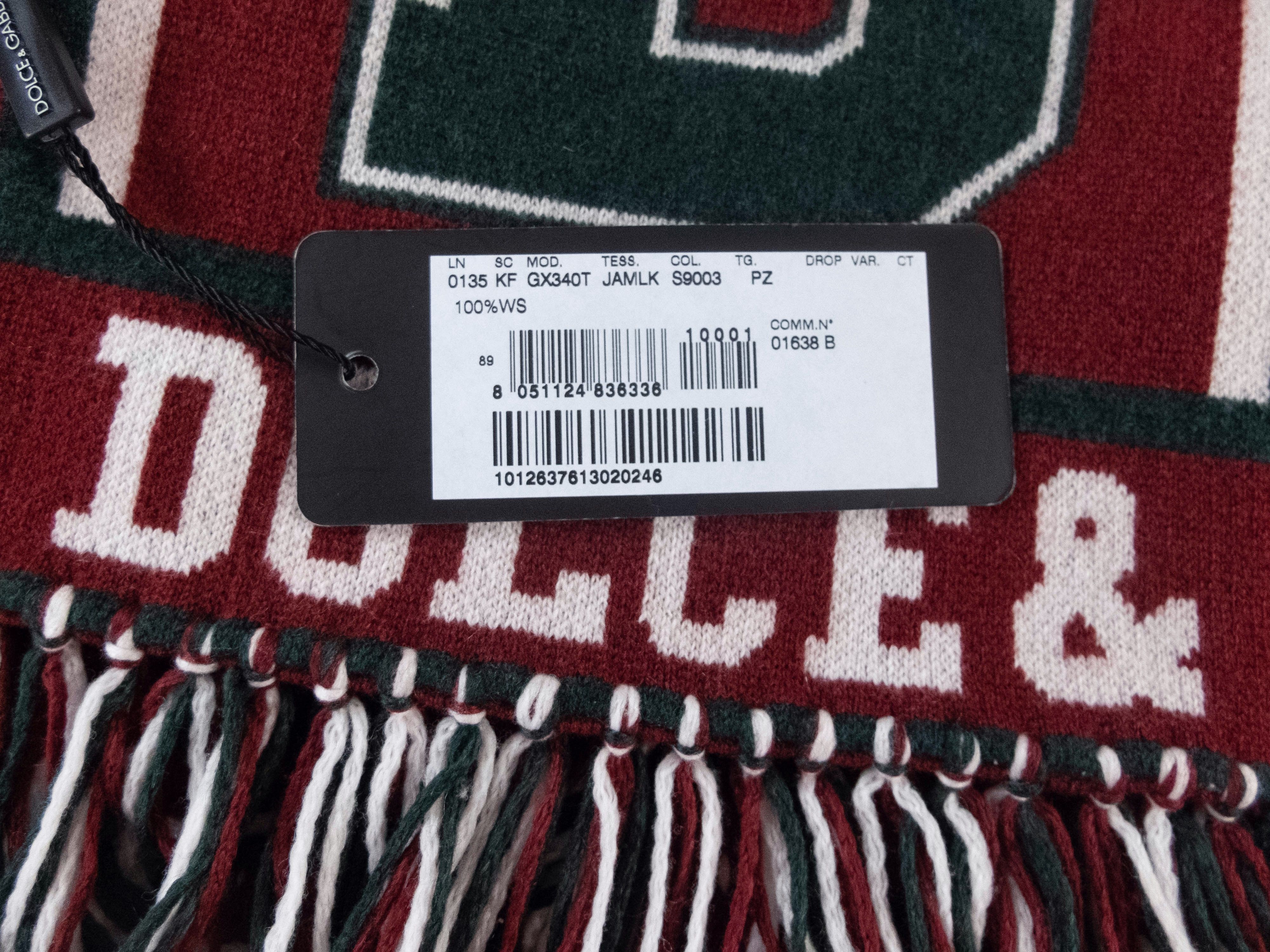 Dolce & Gabbana $645 DOLCE & GABBANA red Royal Love 100% cashmere scarf Size ONE SIZE - 3 Thumbnail