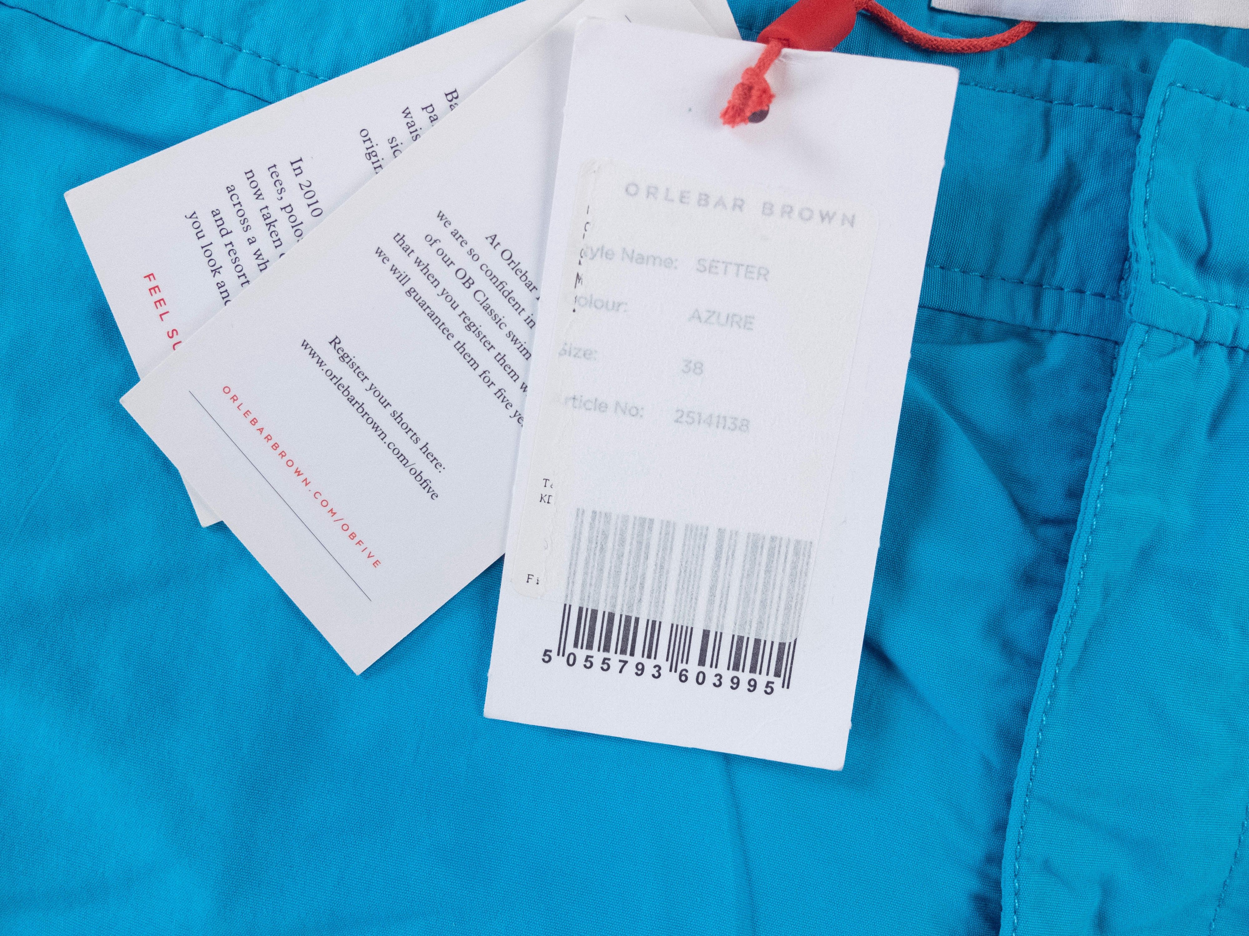 Orlebar Brown ORLEBAR BROWN Setter solid azure blue swim shorts 38 - NWT Size US 38 / EU 54 - 3 Thumbnail