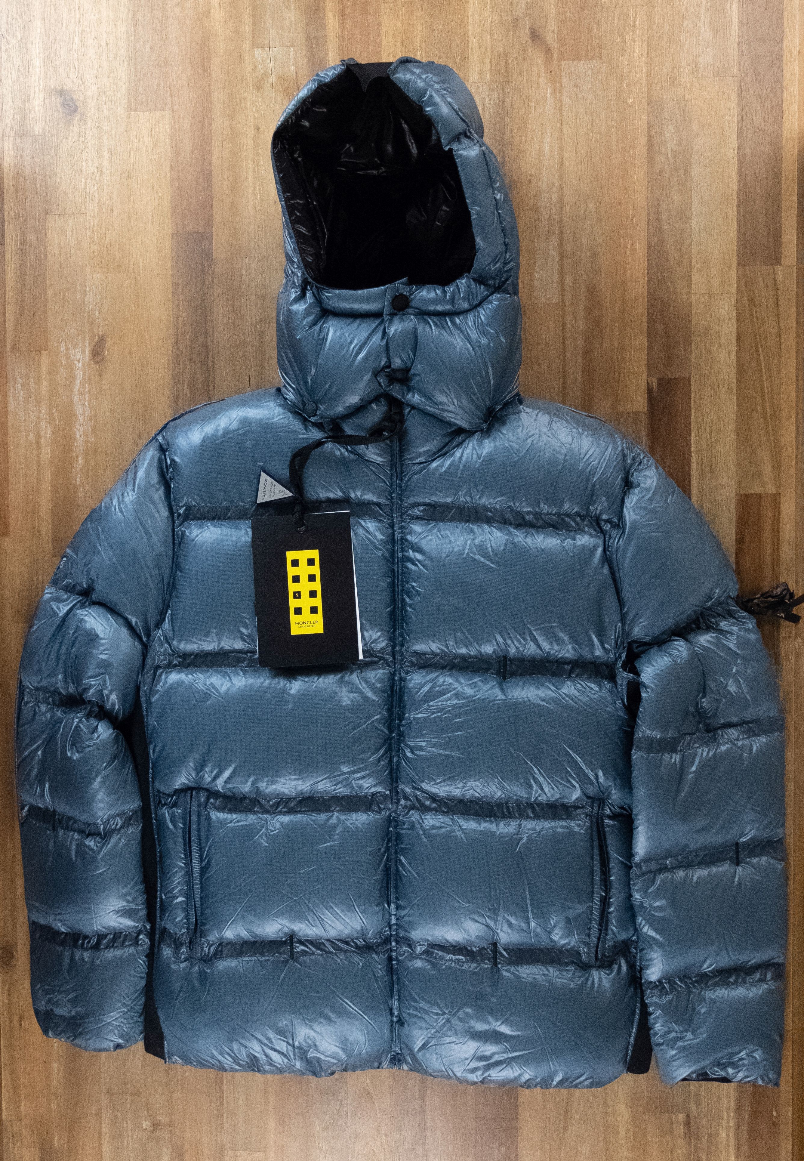 image of Craig Green x Moncler Genius Ramis Blue Quilted Down Hooded Jacket XL / 4, Men's