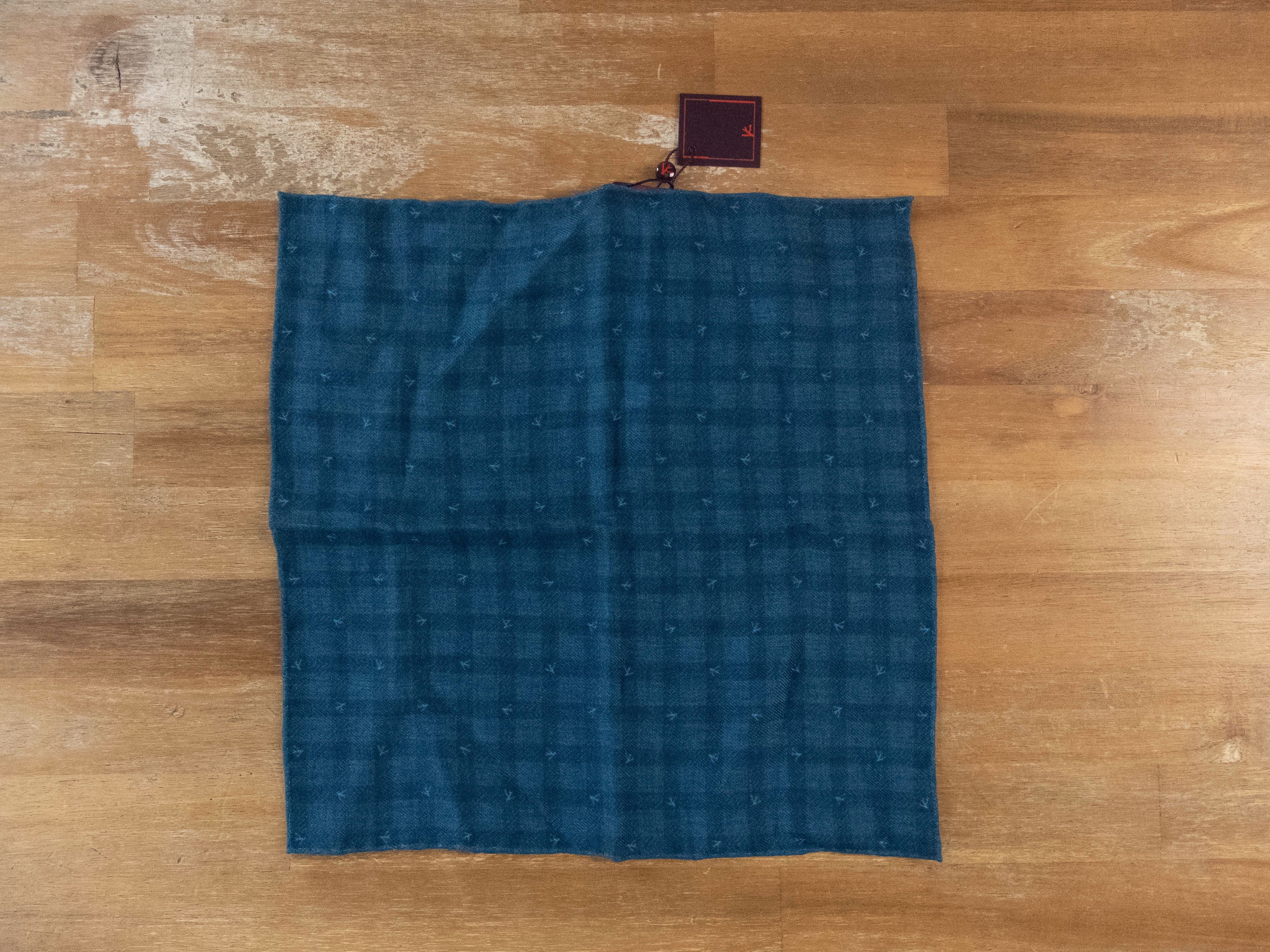 Isaia ISAIA blue branch logo print wool silk blend pocket square Size ONE SIZE - 1 Thumbnail
