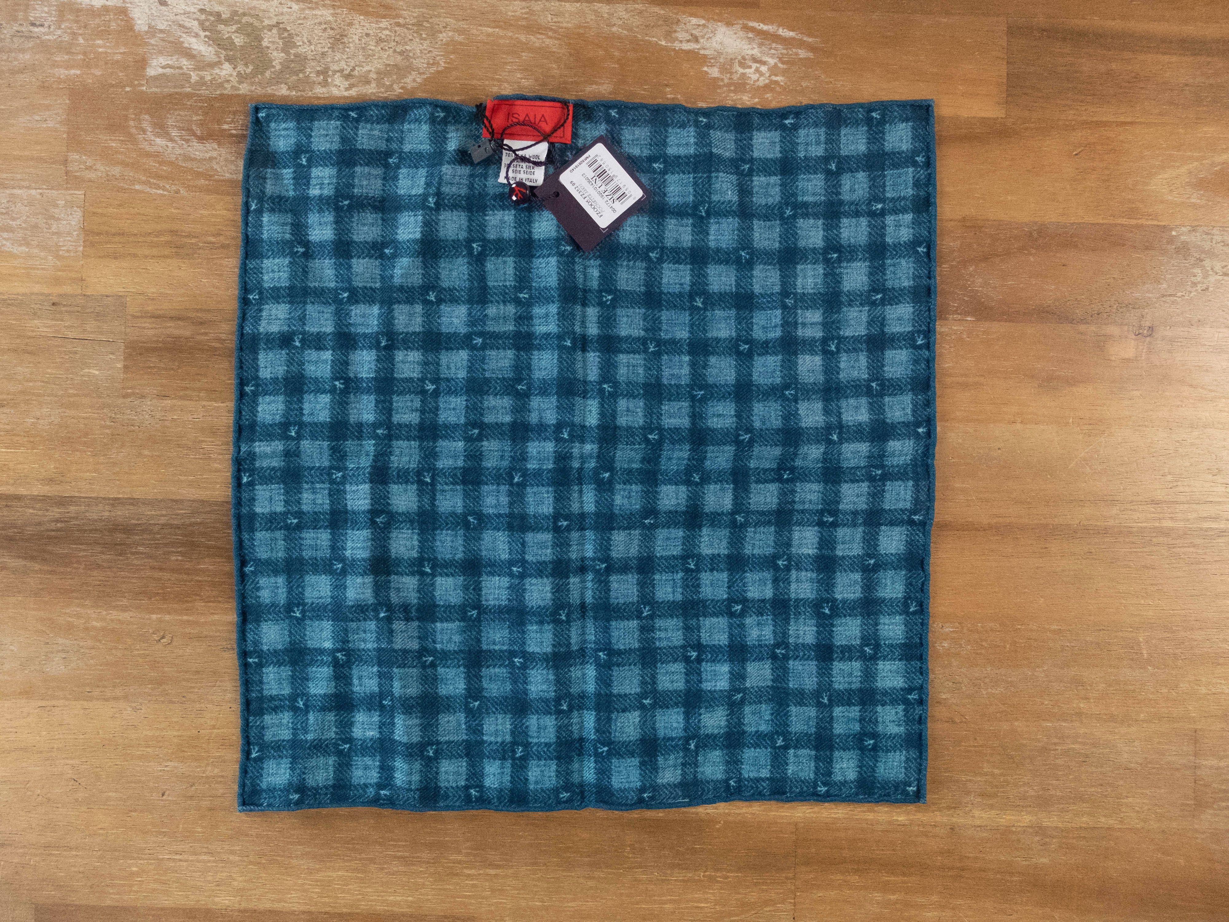 Isaia ISAIA blue branch logo print wool silk blend pocket square Size ONE SIZE - 5 Thumbnail