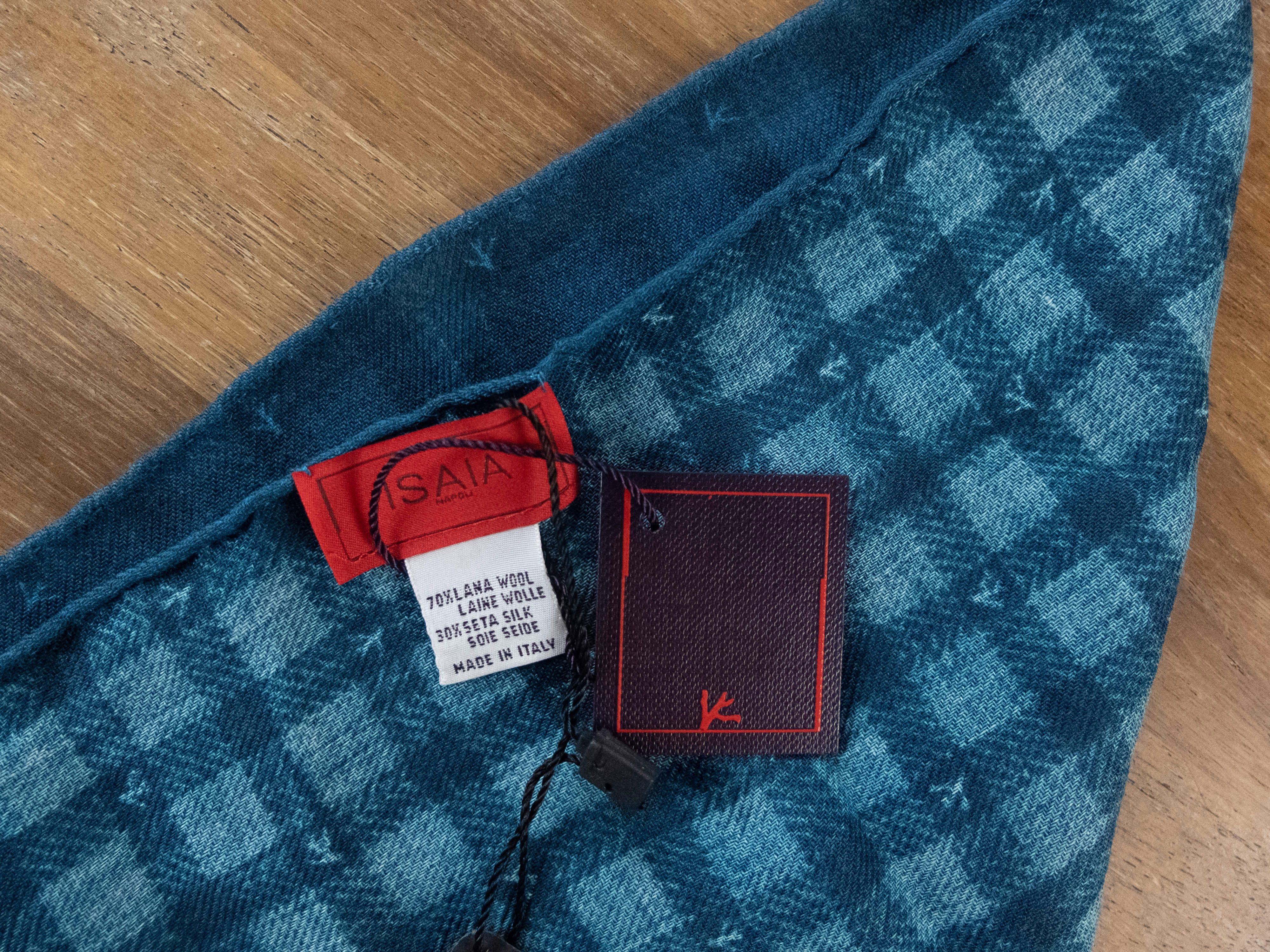 Isaia ISAIA blue branch logo print wool silk blend pocket square Size ONE SIZE - 3 Thumbnail
