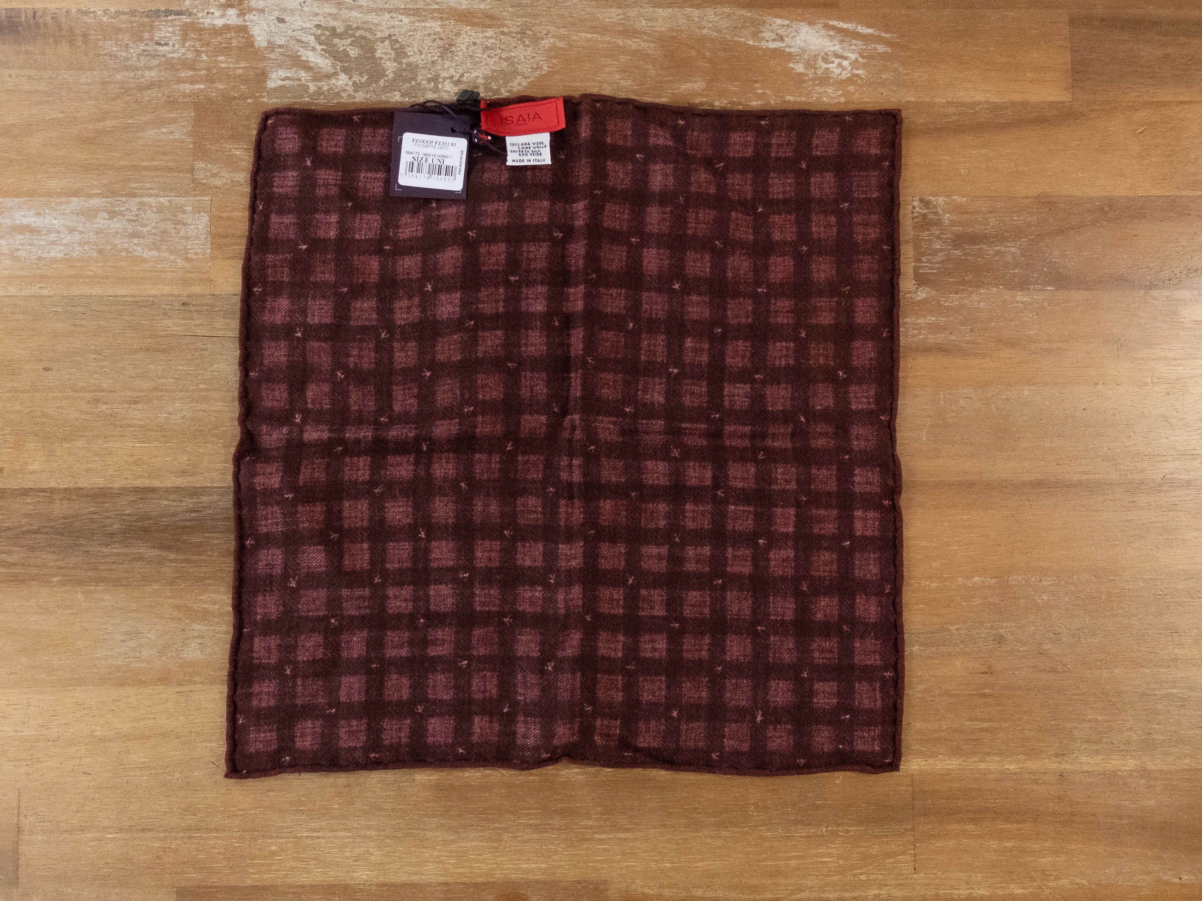 Isaia ISAIA burgundy branch logo print wool silk pocket square Size ONE SIZE - 4 Thumbnail