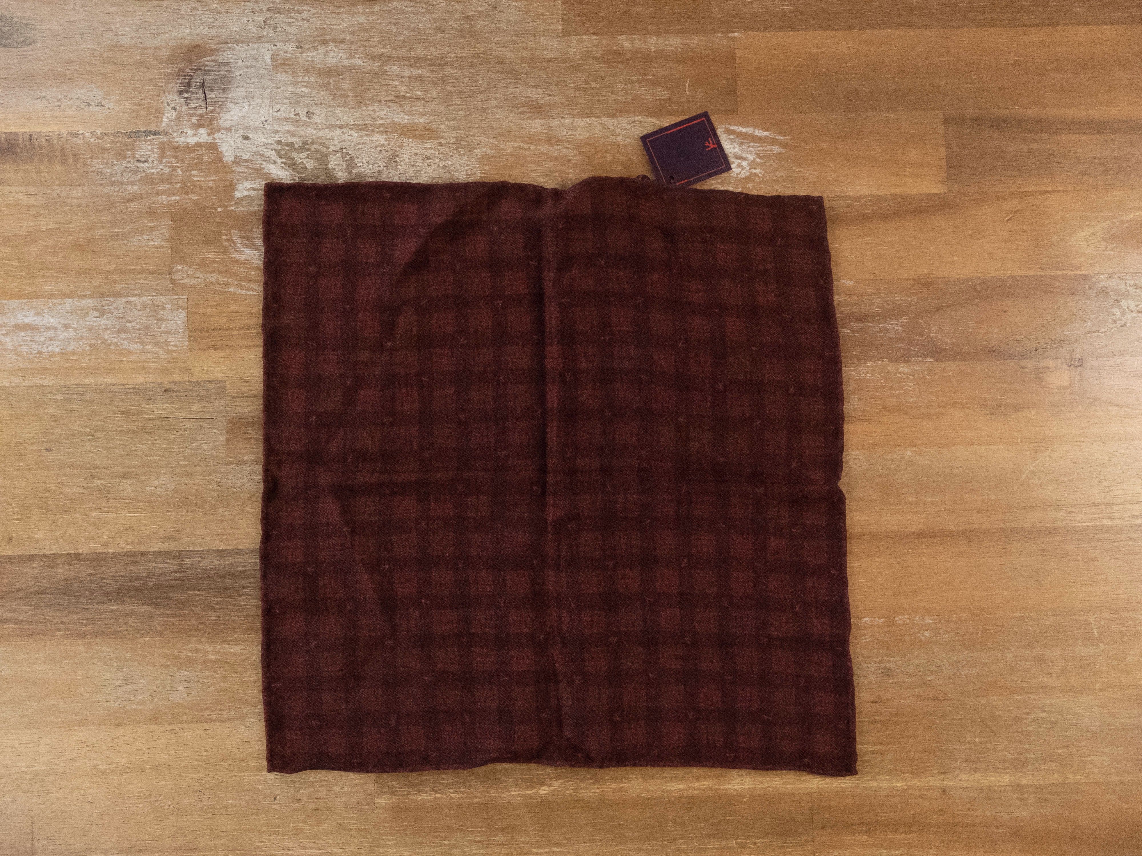 Isaia ISAIA burgundy branch logo print wool silk pocket square Size ONE SIZE - 1 Thumbnail