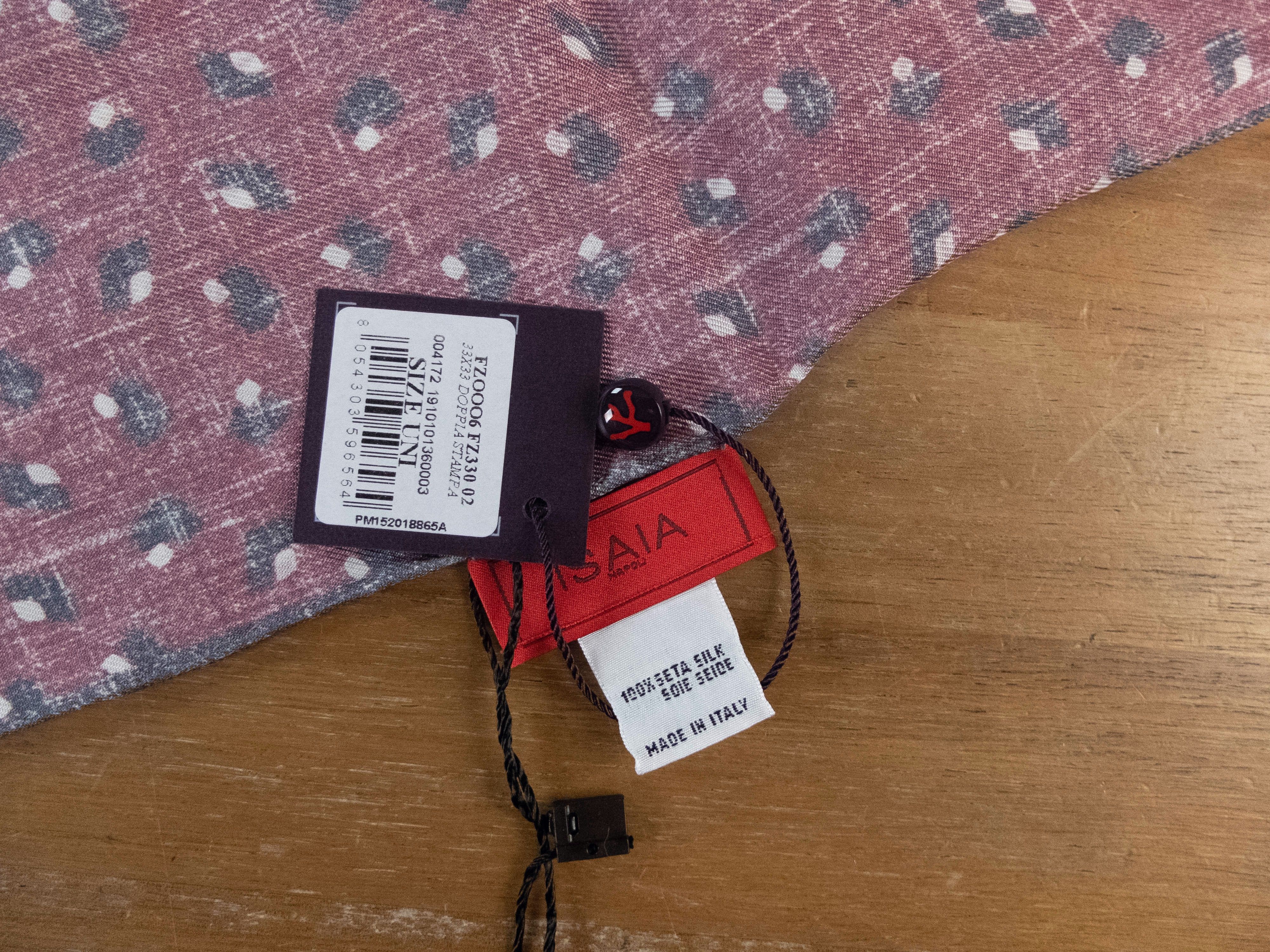 Isaia ISAIA gray red paisley print silk pocket square authentic Size ONE SIZE - 3 Thumbnail