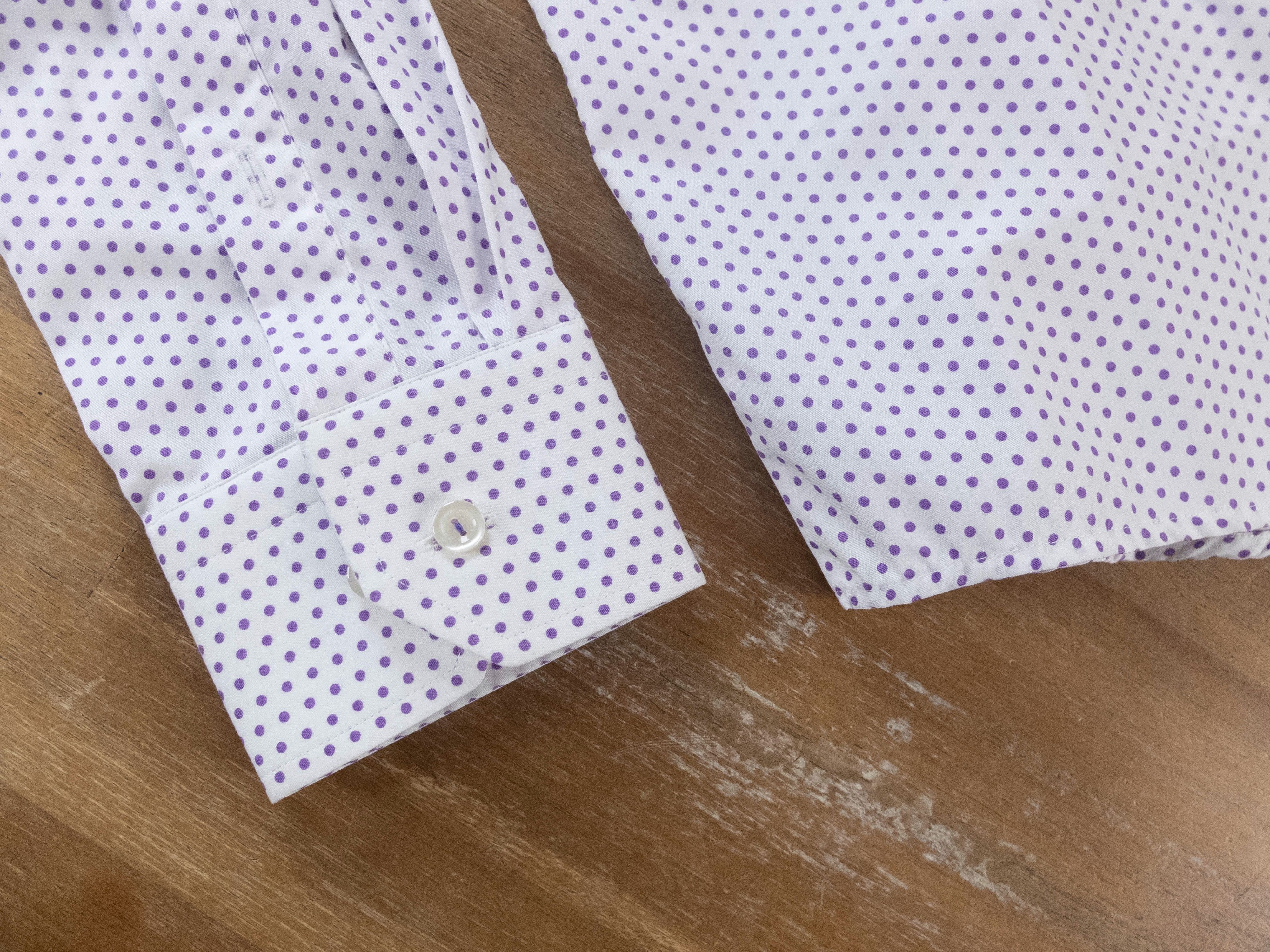 Eton ETON slim-fit white shirt w lavender polka dots - 39 / 15.5 Size US M / EU 48-50 / 2 - 3 Thumbnail