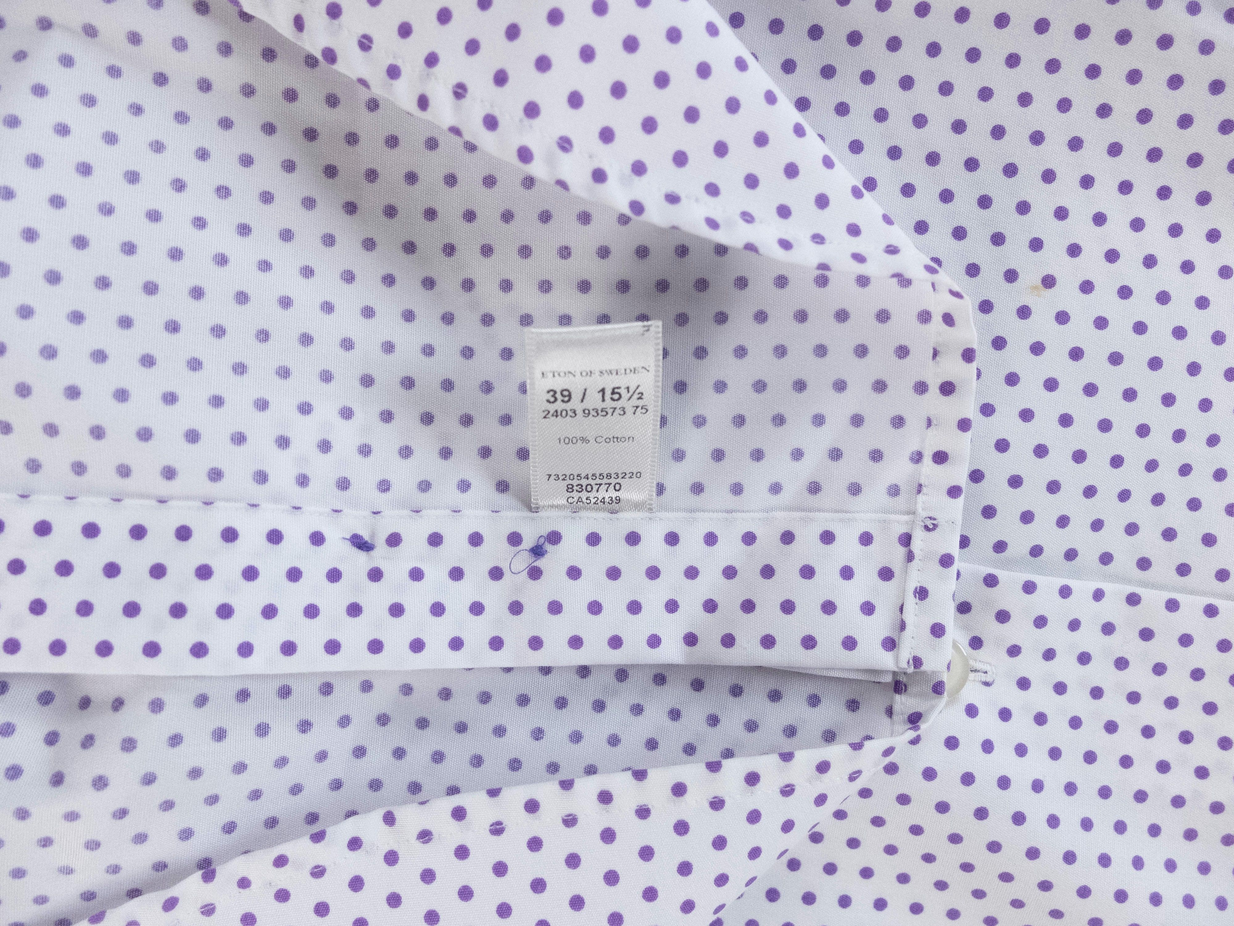 Eton ETON slim-fit white shirt w lavender polka dots - 39 / 15.5 Size US M / EU 48-50 / 2 - 4 Thumbnail