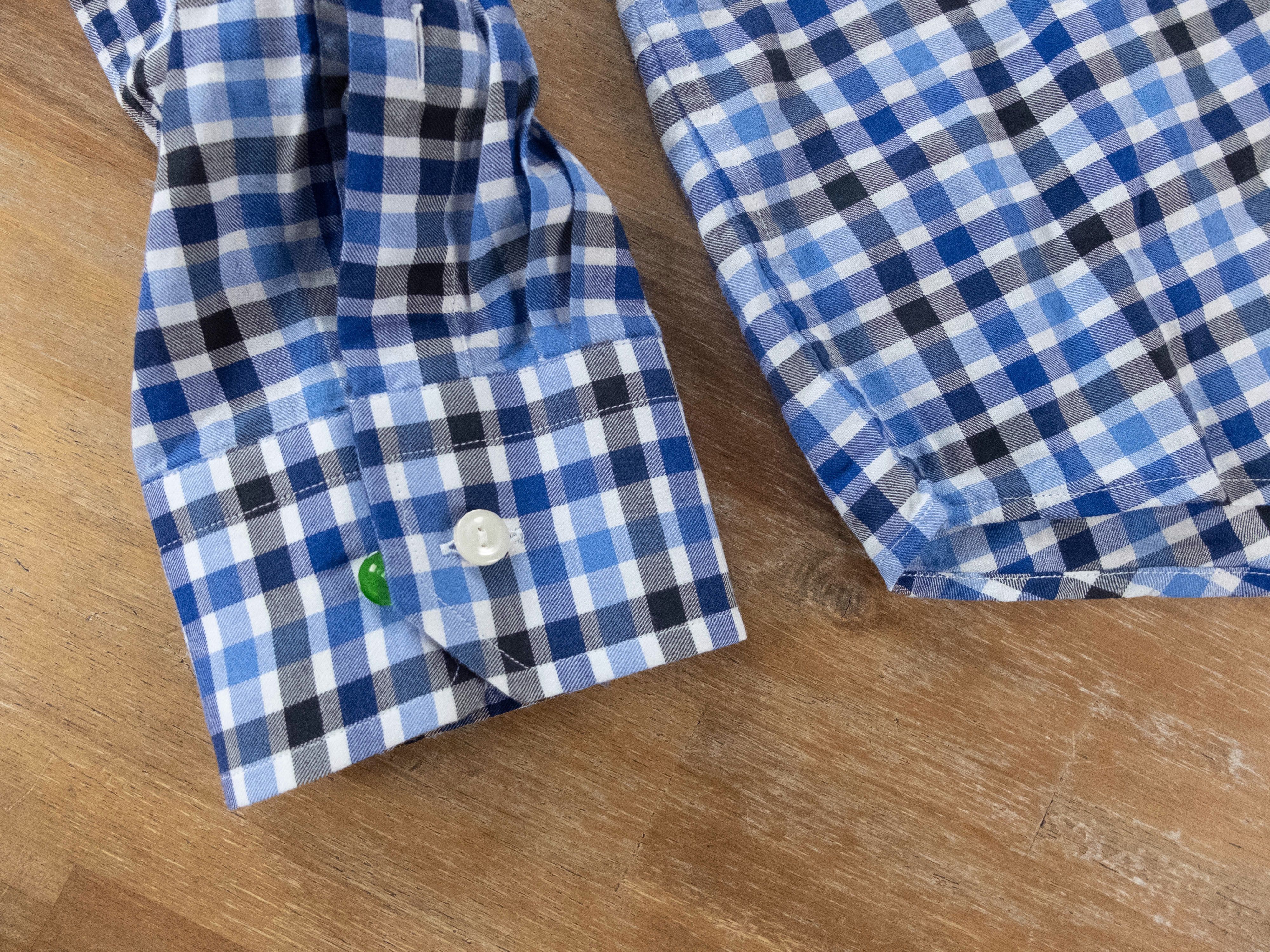 Eton ETON slim lightweight blue plaid button-down shirt 42 16.5 Size US L / EU 52-54 / 3 - 3 Thumbnail