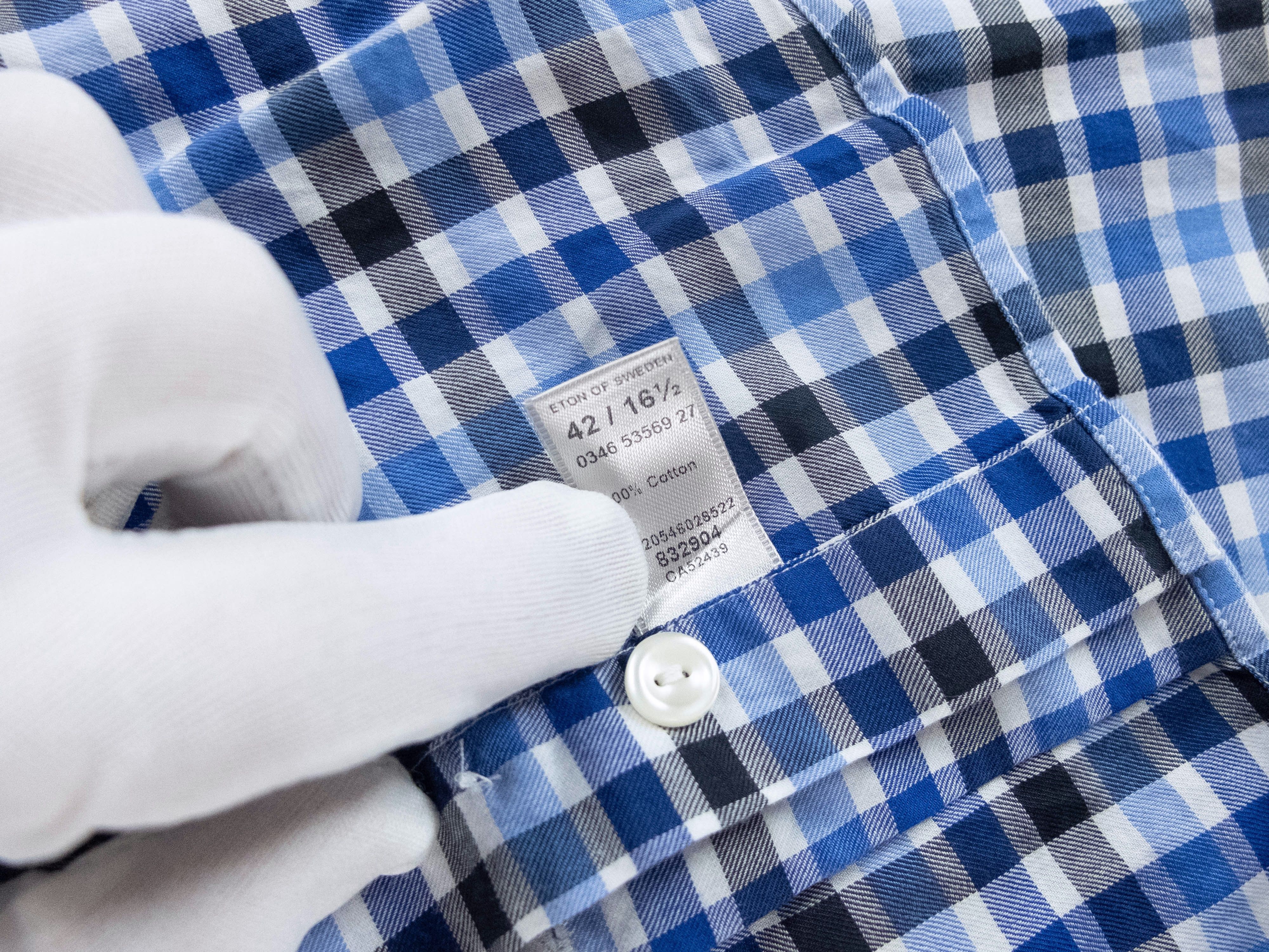 Eton ETON slim lightweight blue plaid button-down shirt 42 16.5 Size US L / EU 52-54 / 3 - 5 Thumbnail