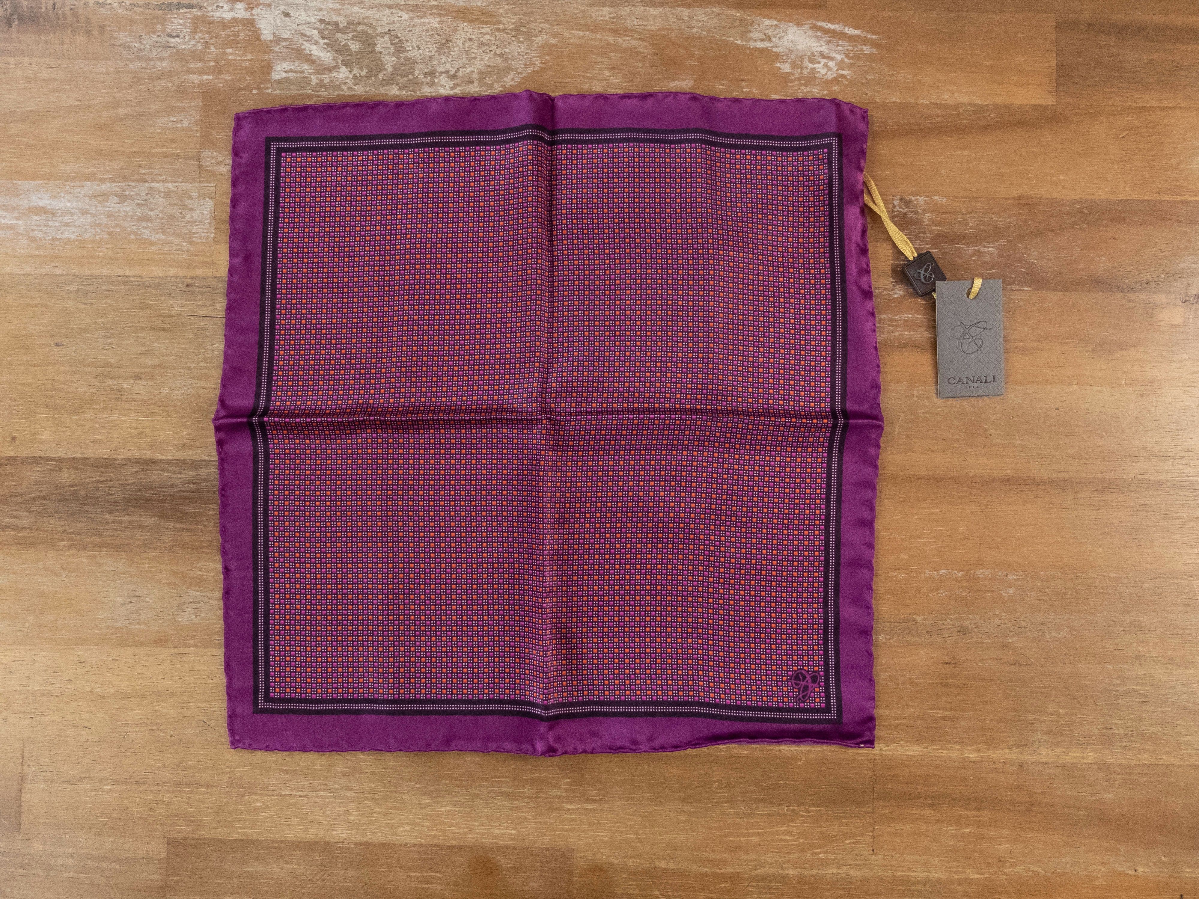Canali CANALI purple mini squares print silk pocket square NWT Size ONE SIZE - 1 Thumbnail