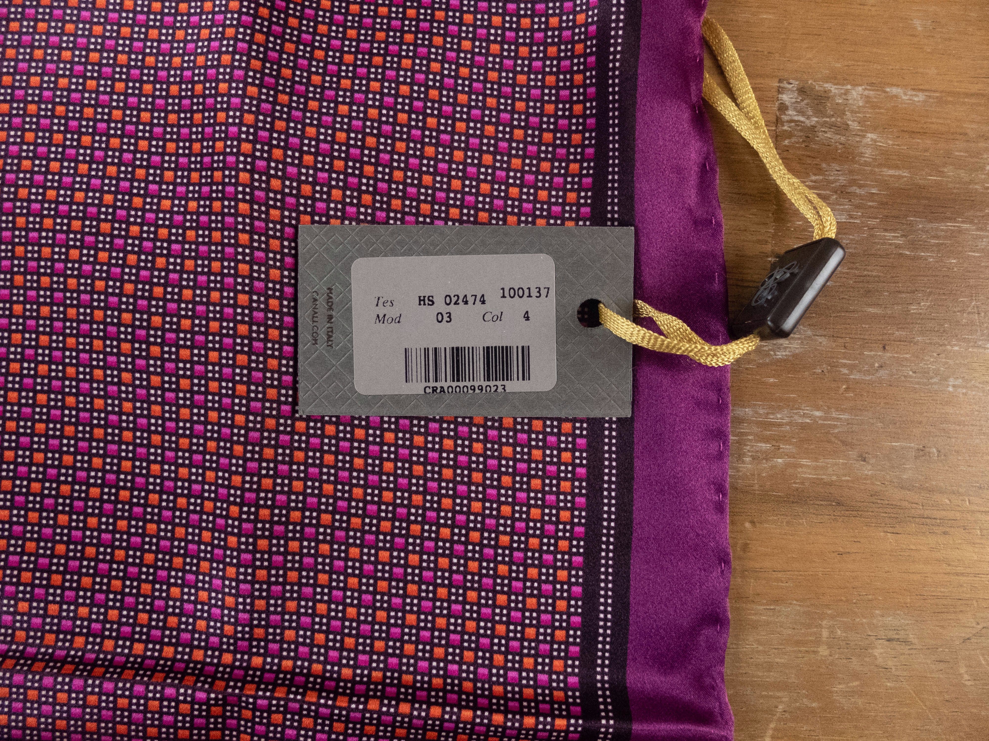 Canali CANALI purple mini squares print silk pocket square NWT Size ONE SIZE - 3 Thumbnail