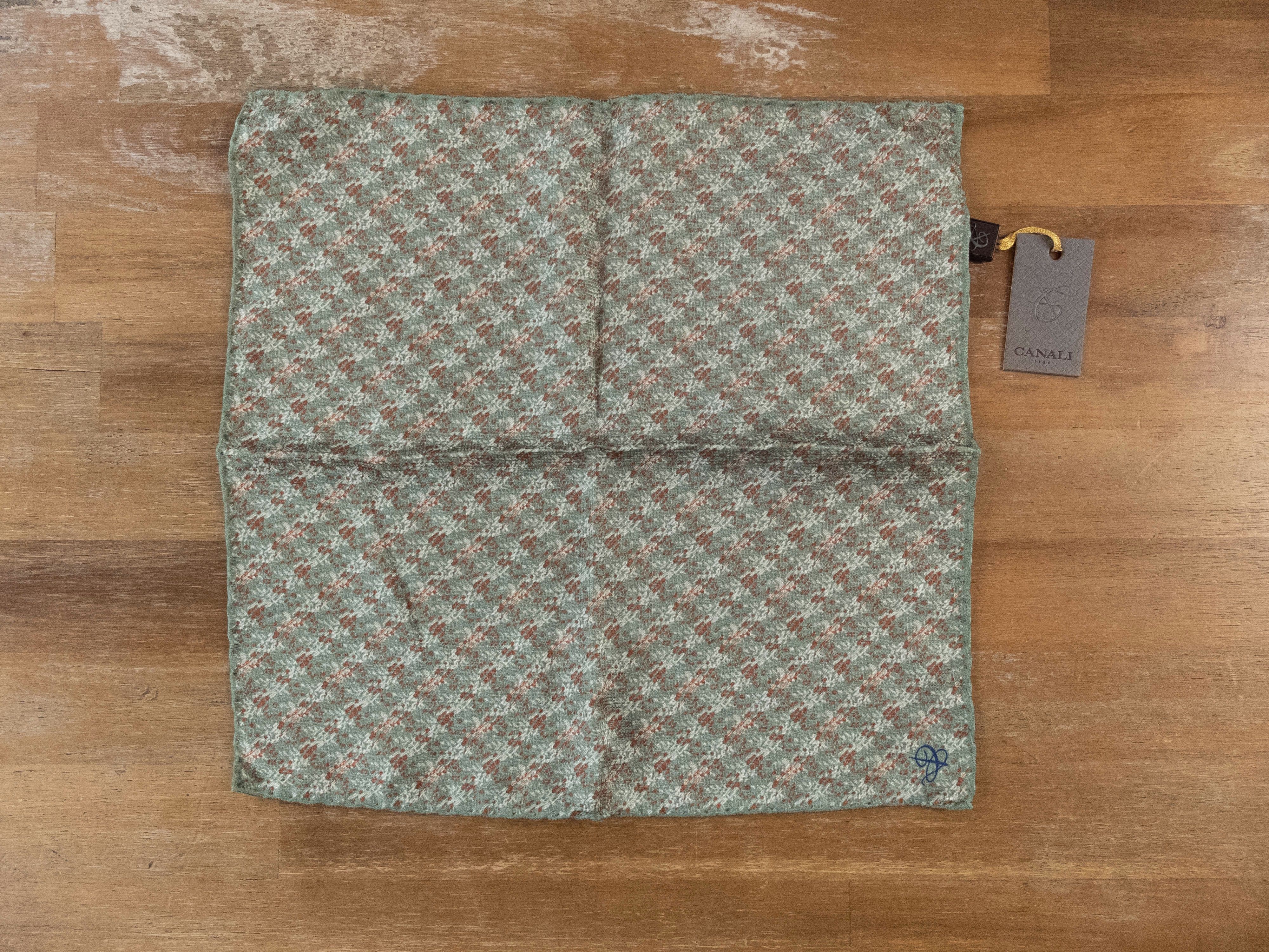 Canali CANALI green houndstooth print silk pocket square authentic Size ONE SIZE - 1 Thumbnail