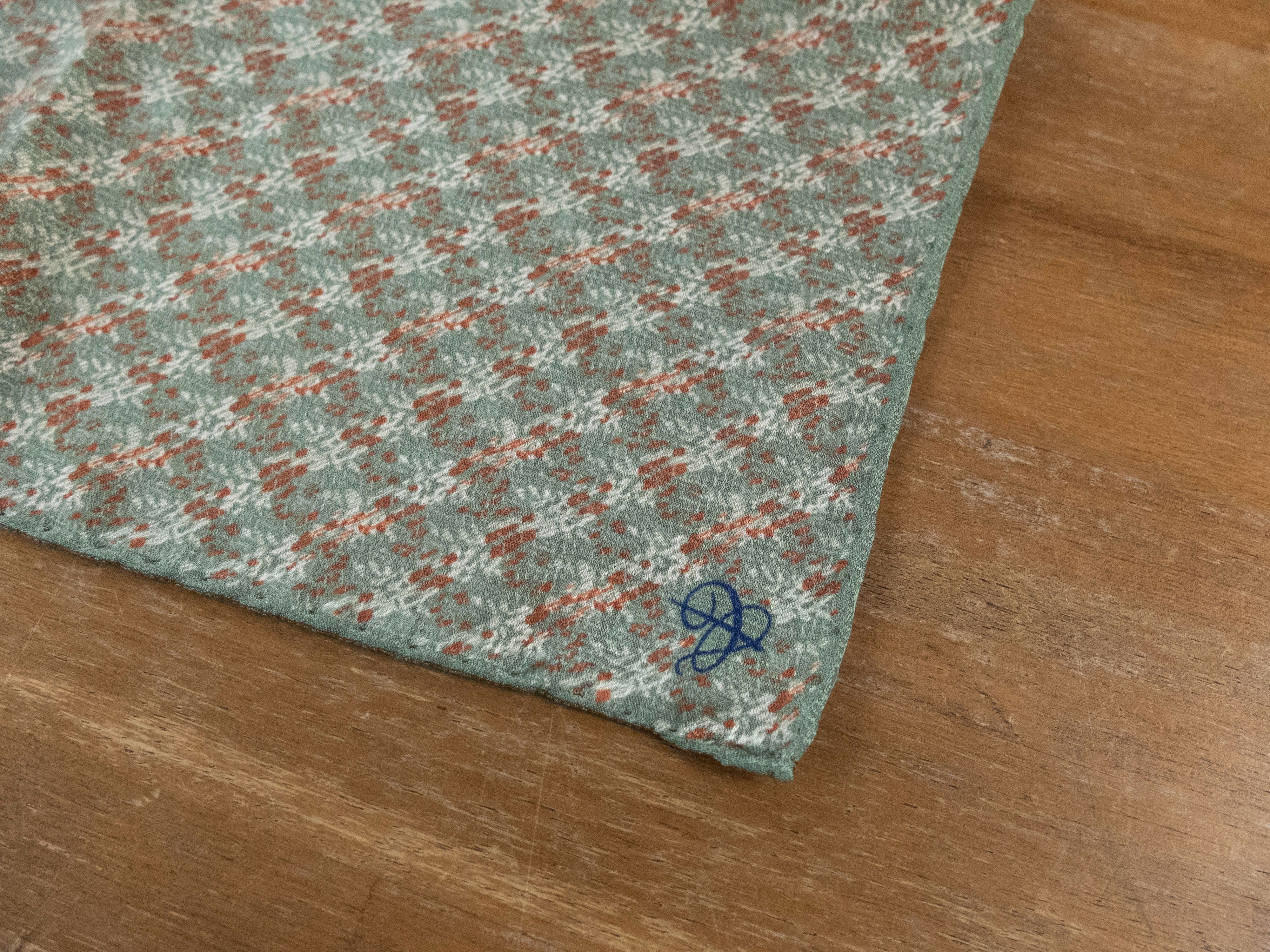 Canali CANALI green houndstooth print silk pocket square authentic Size ONE SIZE - 2 Thumbnail