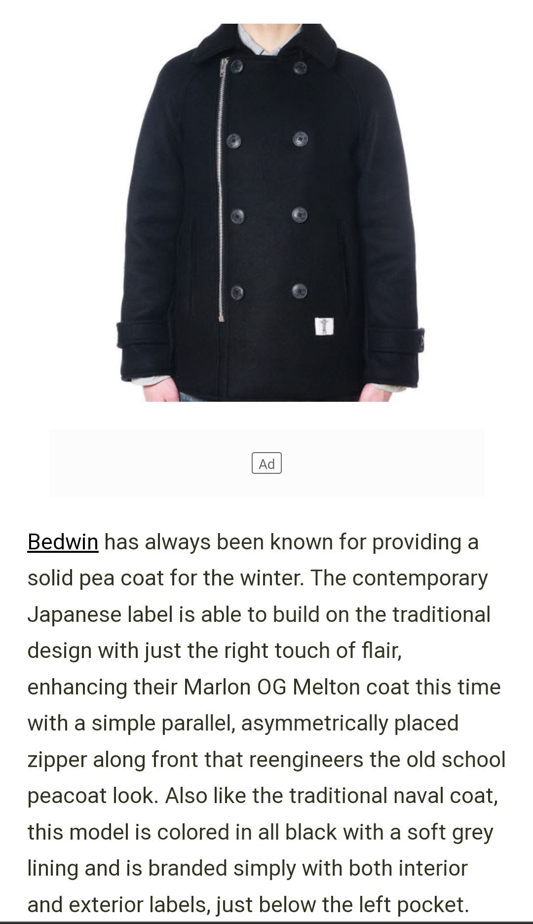 Beauty Beast Bedwin & The Heartbreakers N2 Melton Peacoat Jacket Size US S / EU 44-46 / 1 - 17 Thumbnail